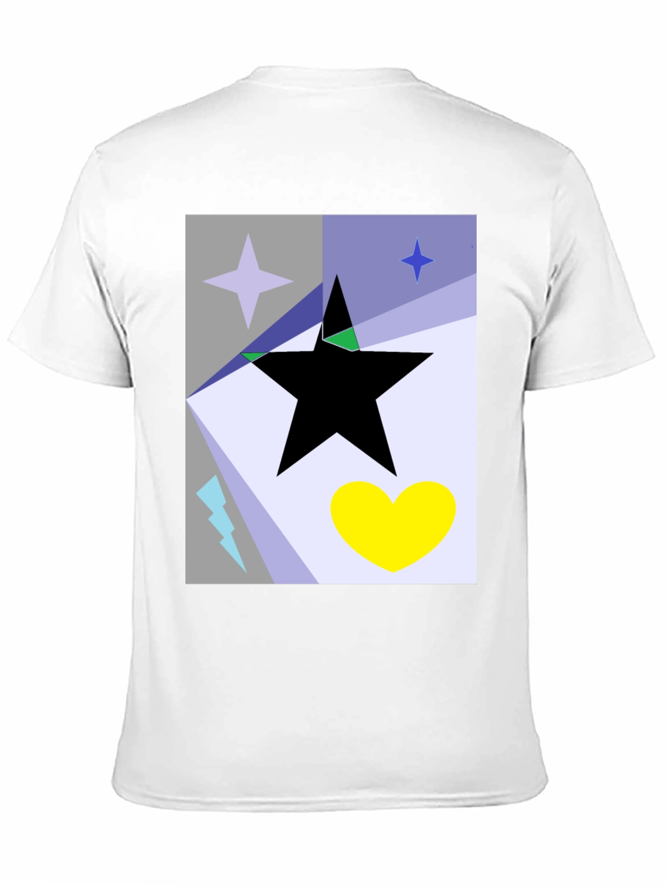 Black Abstract Star Heart Graphic Tee - Black Cotton T-Shirt view 11