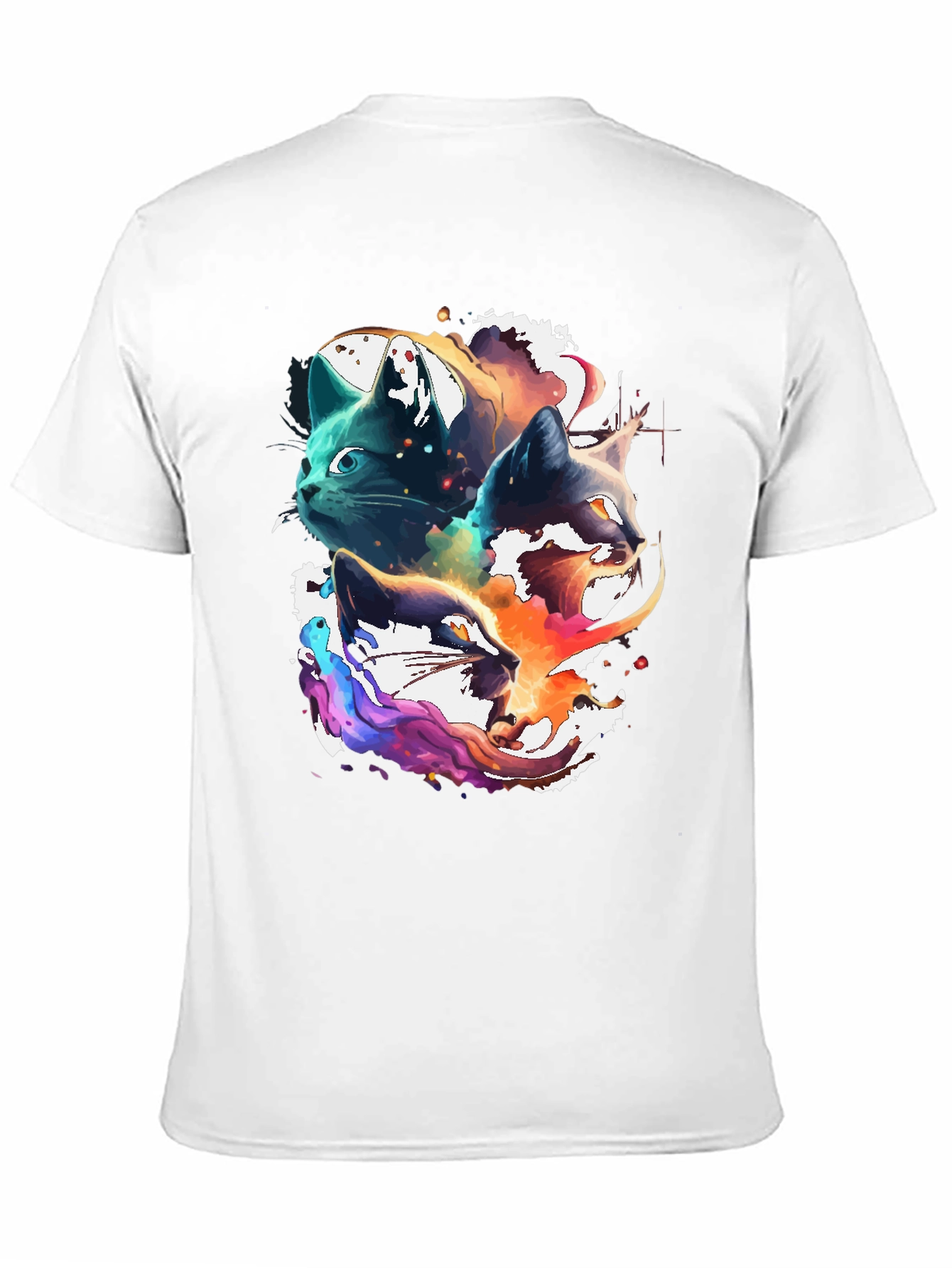 Black Abstract Cat Head Graphic Print Tee view 11