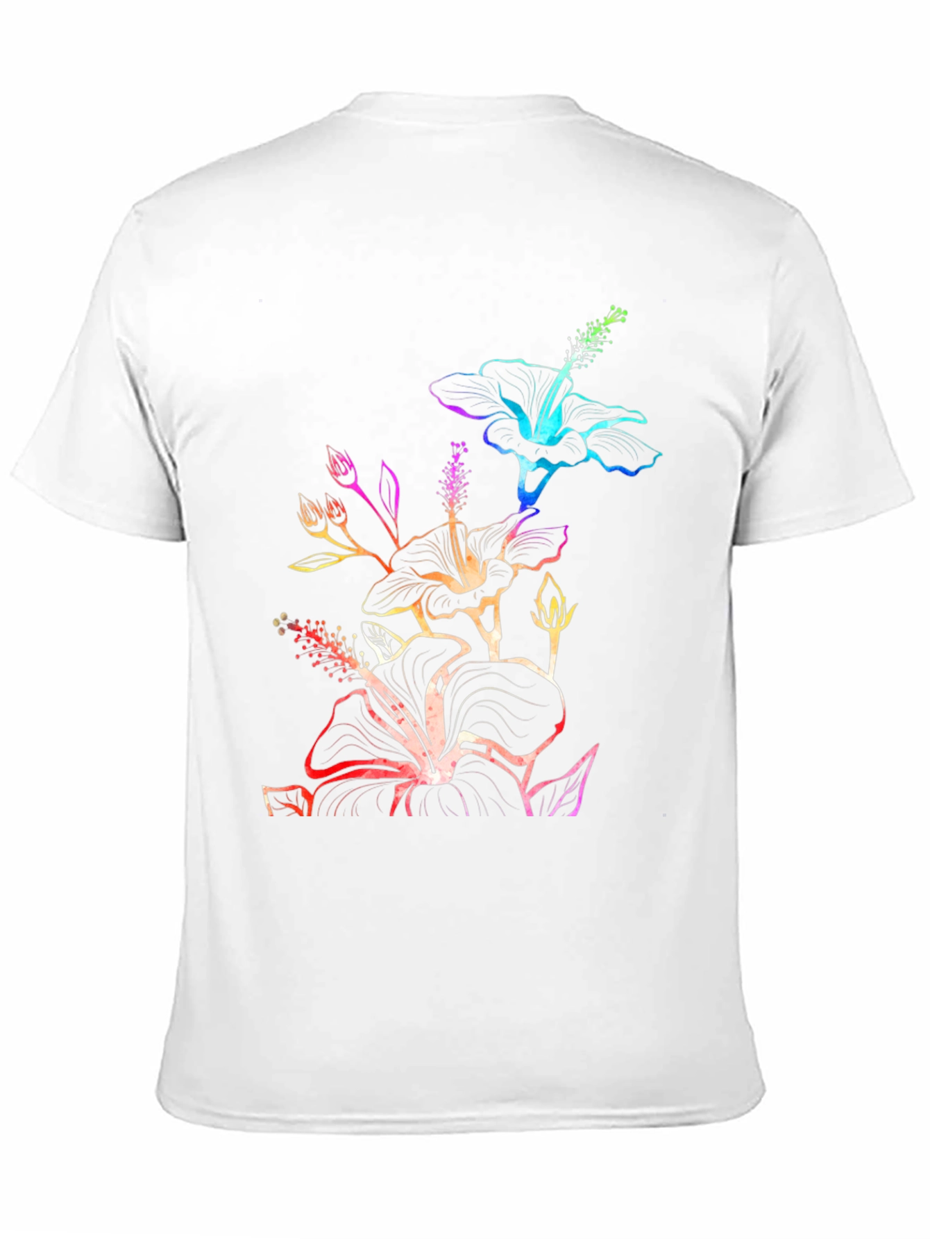 Black Rainbow Hibiscus Black T-Shirt view 11