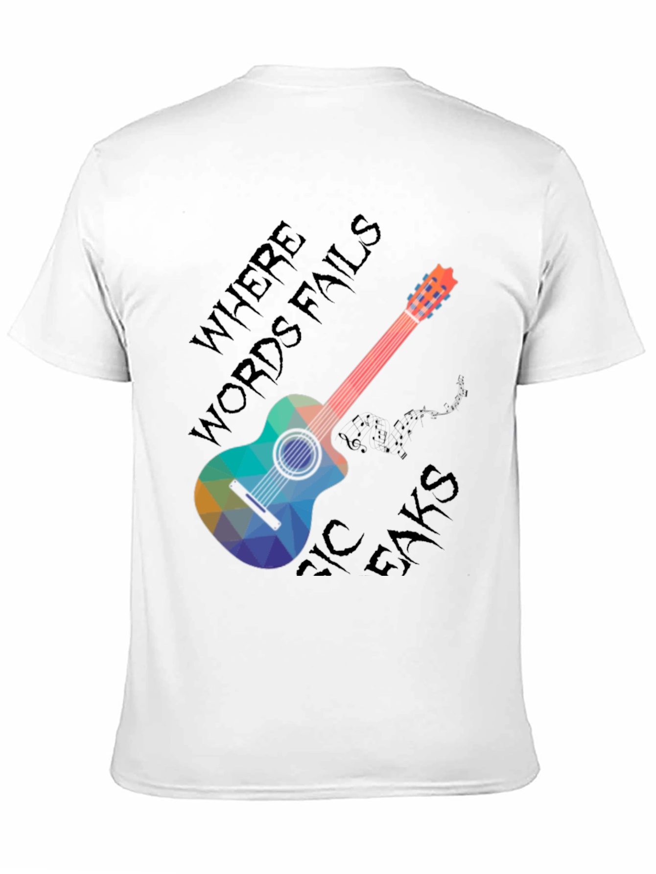 Black Music Speaks T-Shirt - Guitar Design view 11