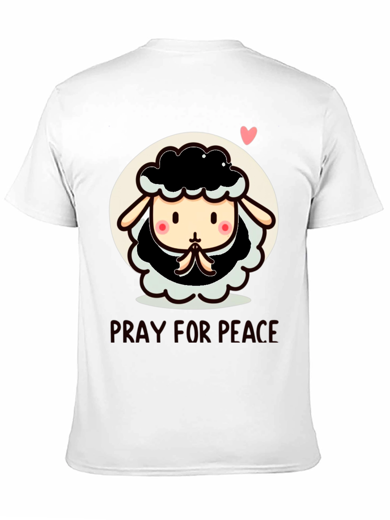 Black Pray for Peace Cartoon Sheep T-Shirt view 11