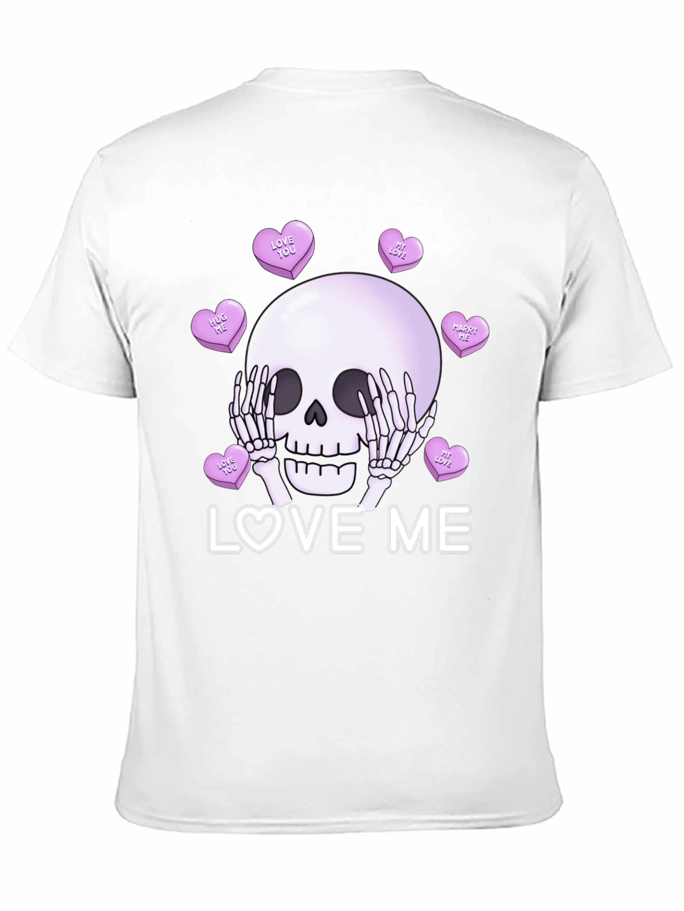 Black Love Me Skull Tee - Valentine's Day Skeleton Shirt view 11