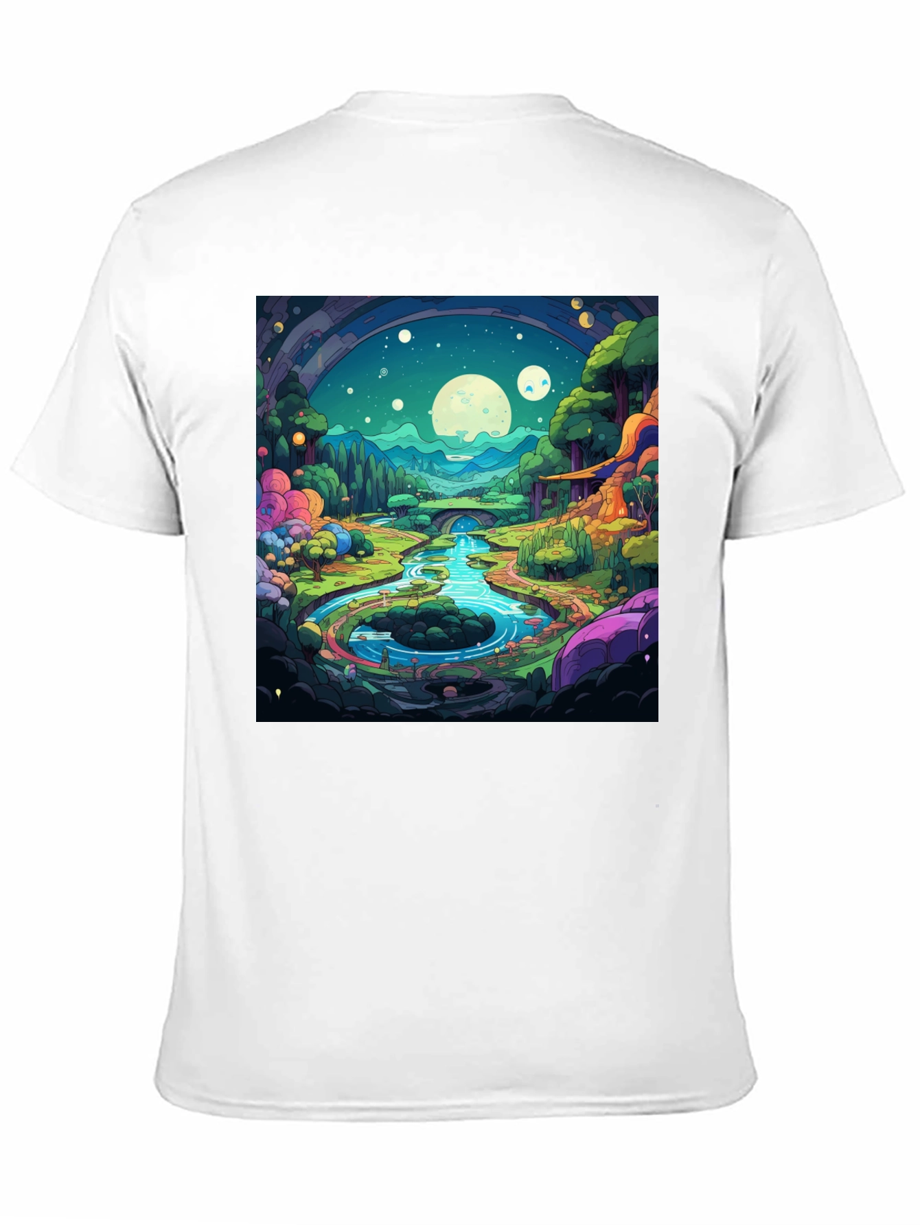Black Cartoon Landscape Graphic Tee - Black view 11