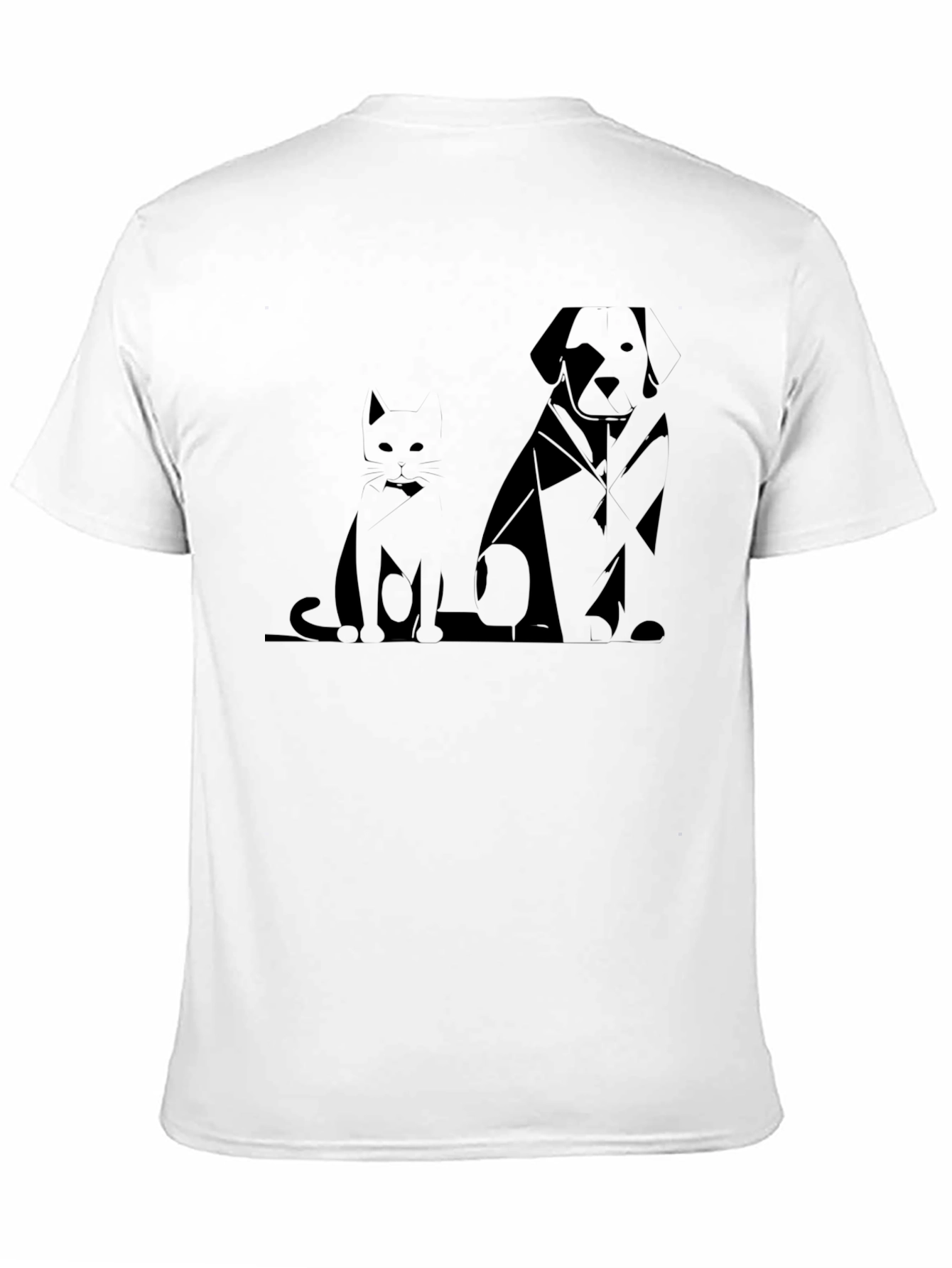 Black Geometric Cat & Dog T-Shirt view 11