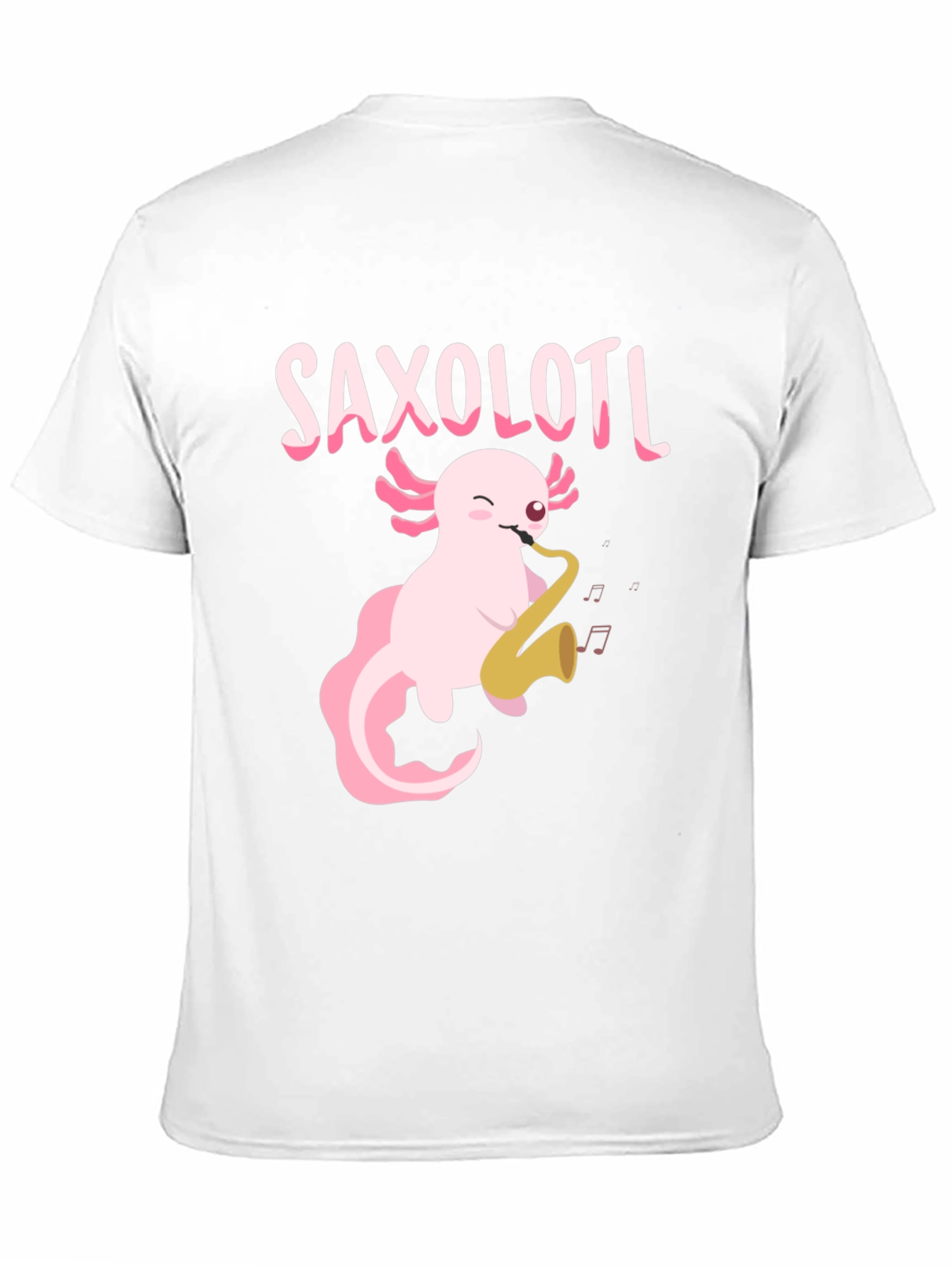 Black Saxolotl T-Shirt - Axolotl Playing Saxophone Tee view 11