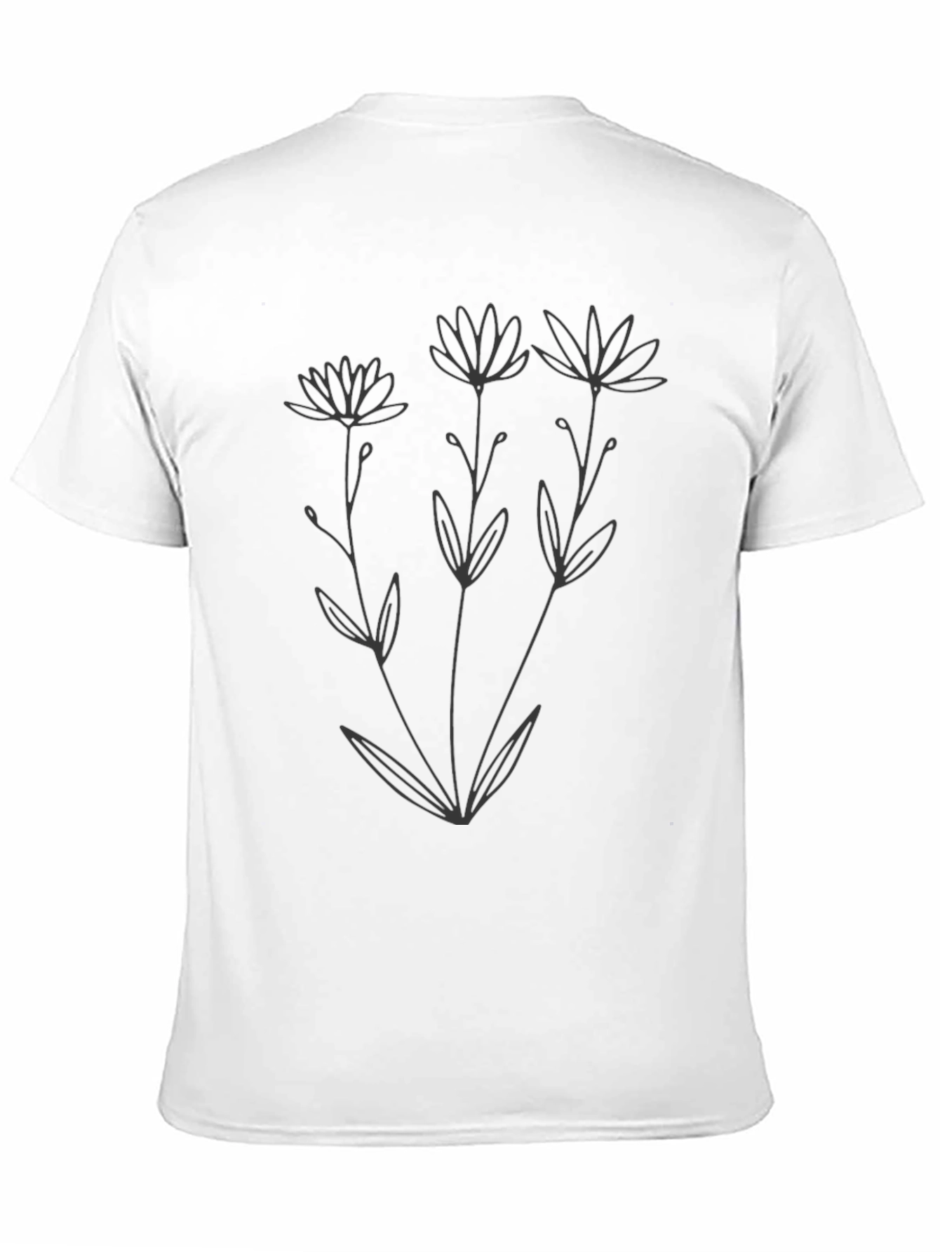 Black Minimalist Floral Graphic Black T-Shirt view 11