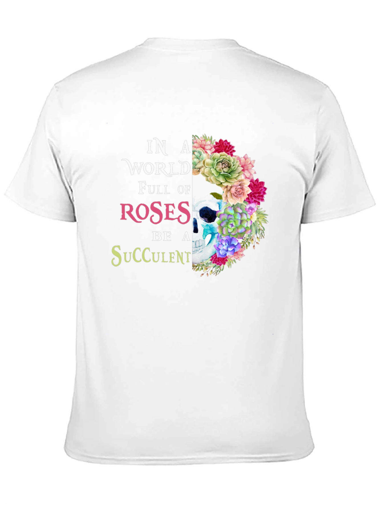 Black Skull Succulent T-Shirt - Floral Skull Tee view 11
