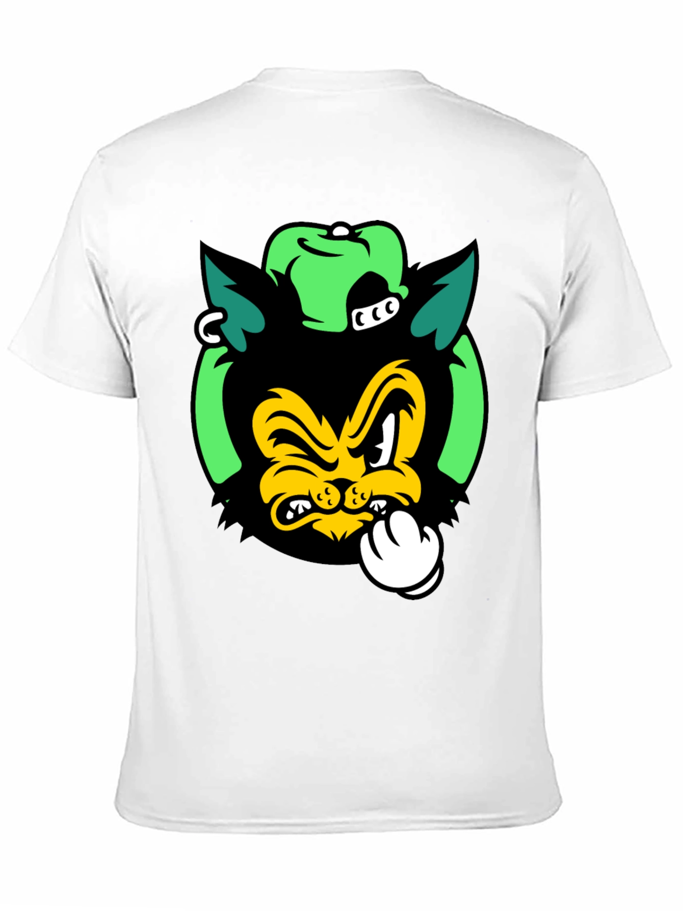 Black Cartoon Cat Graphic Print Black T-Shirt view 11