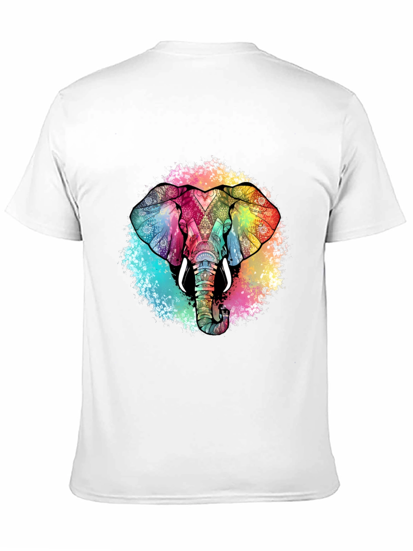 Black Colorful Elephant Graphic Tee - Unique Design view 11