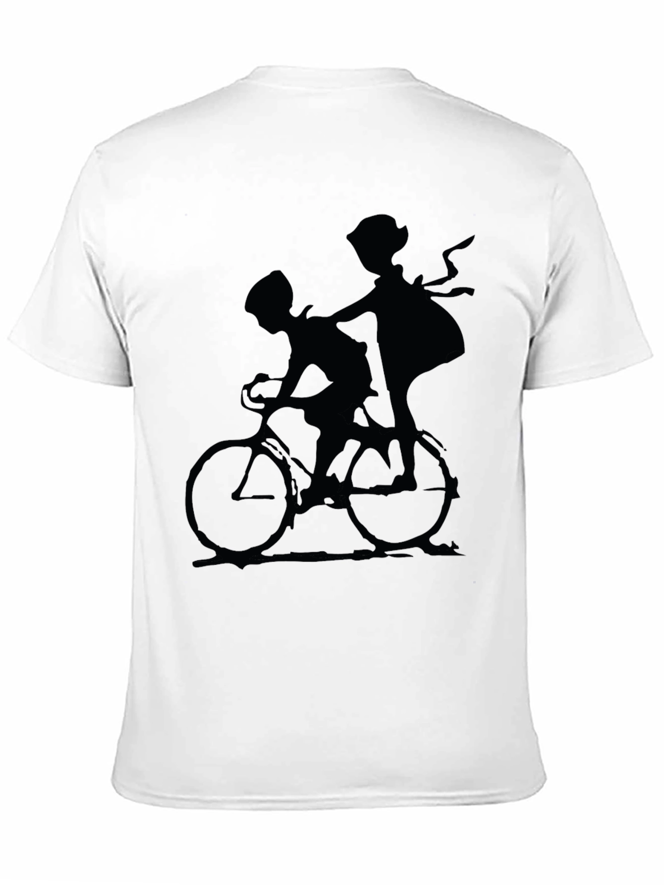 Black Silhouette Bike Ride Graphic Tee - Black Cotton Casual Shirt view 11