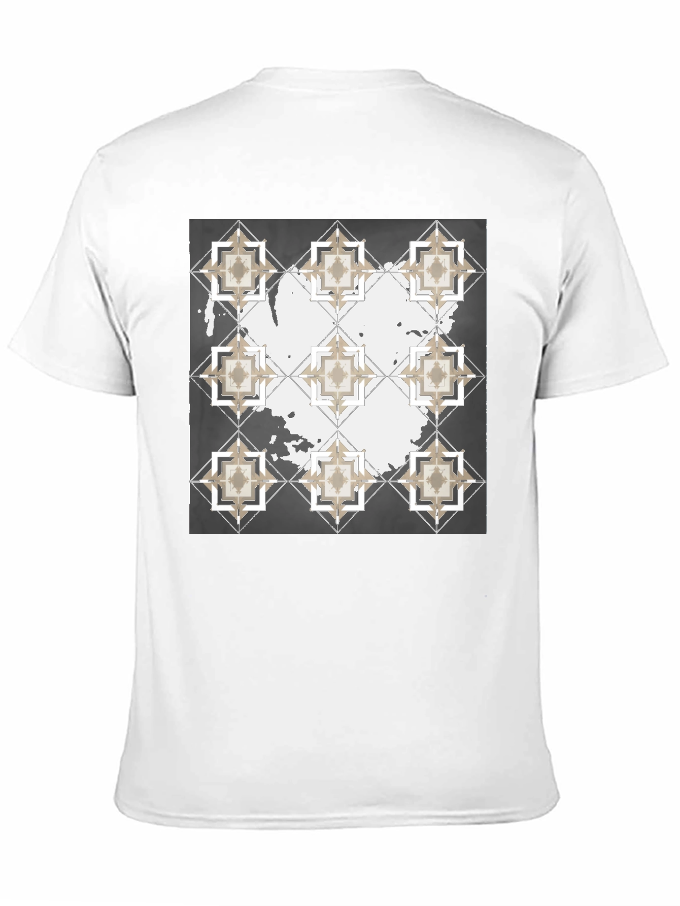 Black Geometric Tile Print Crew Neck T-Shirt view 11