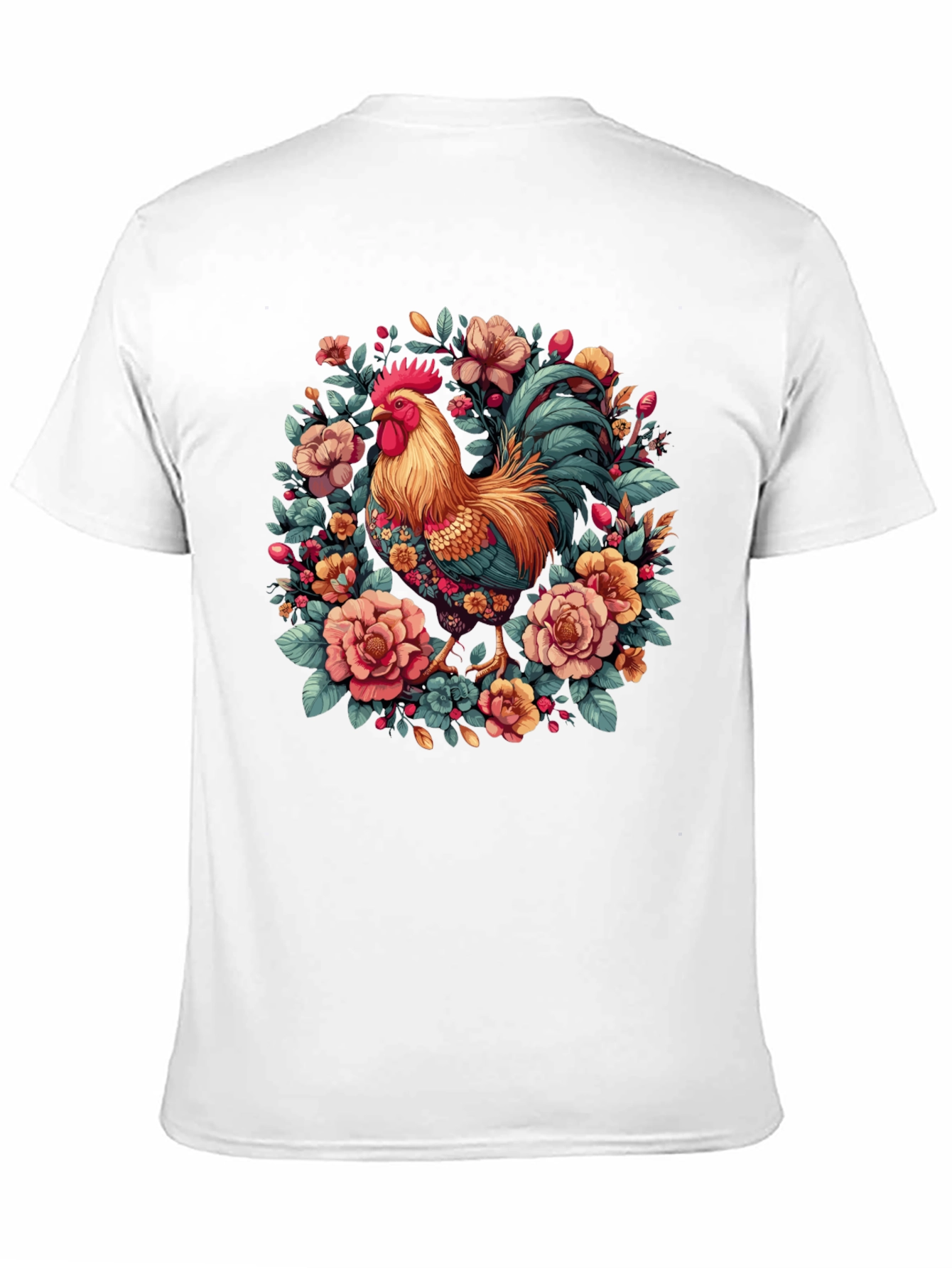 Black Floral Rooster Graphic T-Shirt view 11