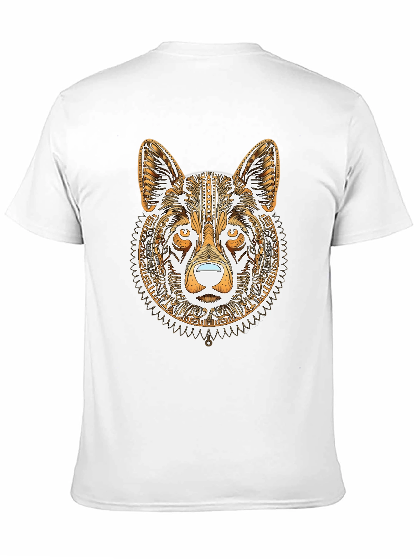 Black Tribal Wolf Graphic Tee - Black Cotton Shirt view 11