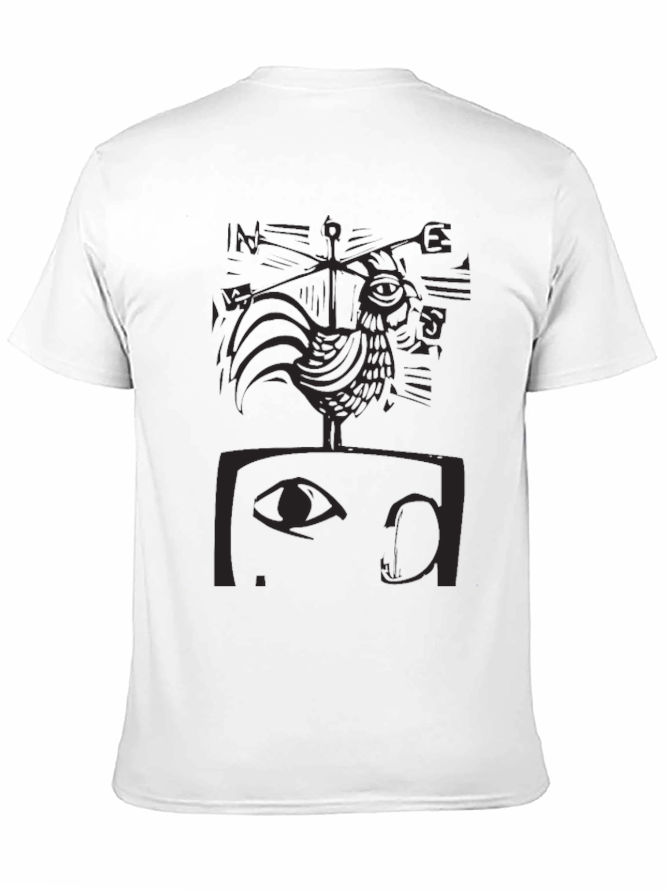 Black Abstract Rooster Graphic Tee - Men's Black T-Shirt view 11