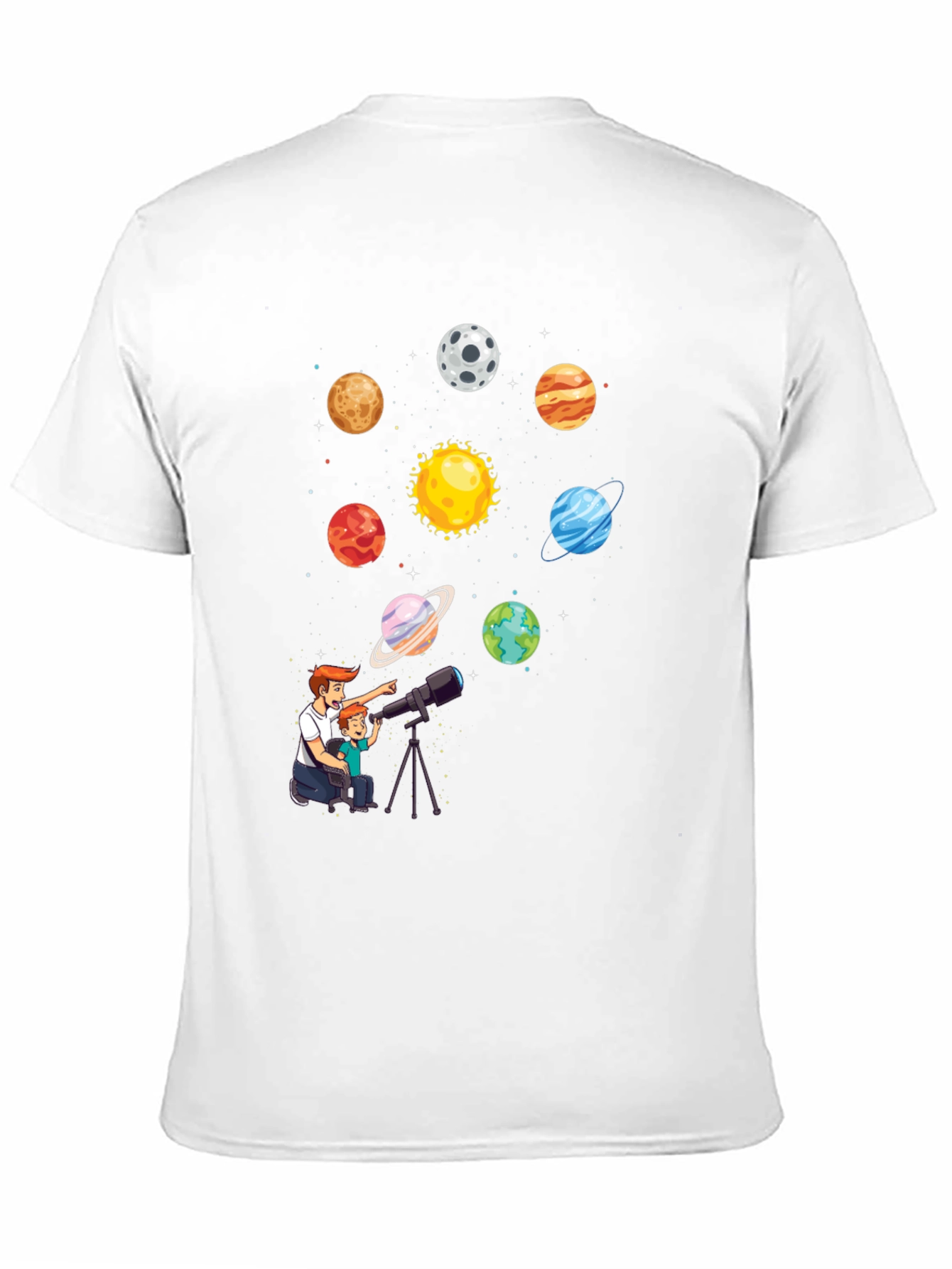 Black Dad & Son Planets Graphic Tee view 11