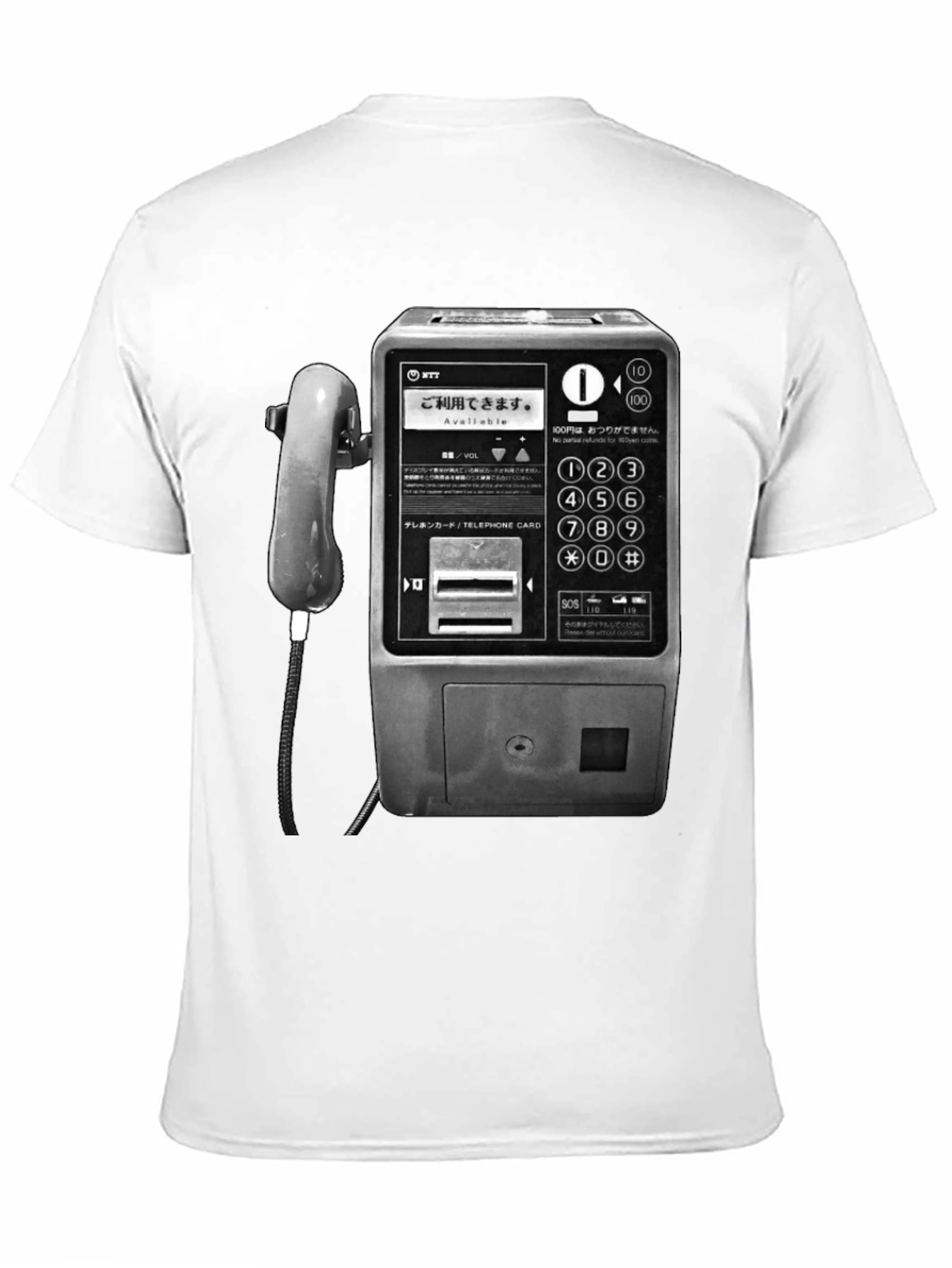 Black Vintage Japanese Payphone T-Shirt view 11