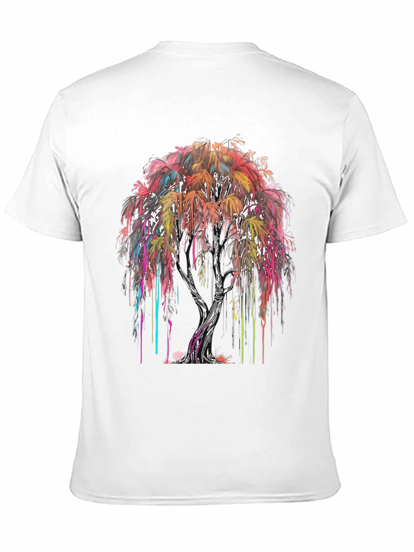 Black Colorful Drip Tree Graphic T-Shirt view 11