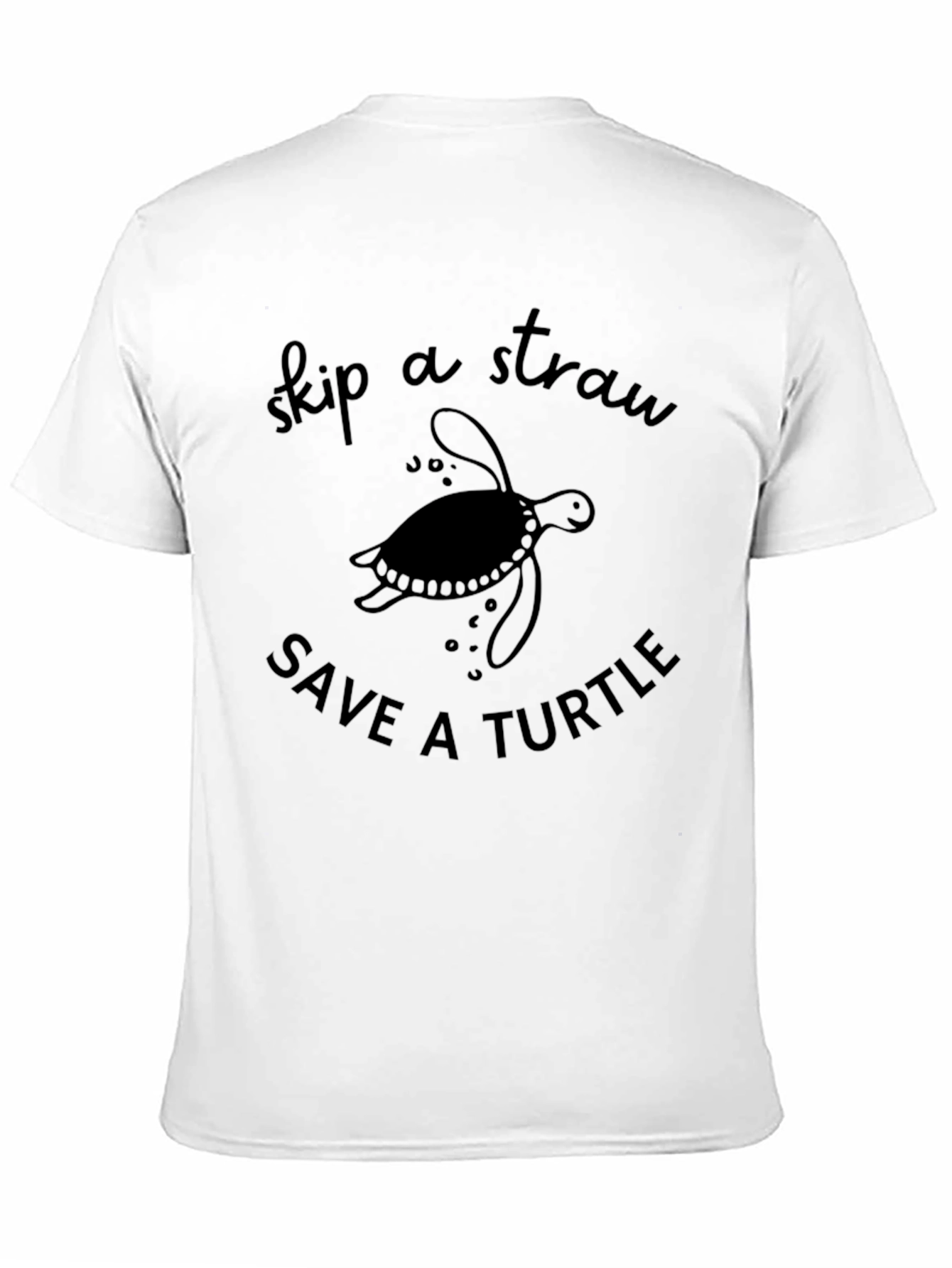 Black Skip a Straw Save a Turtle T-Shirt view 11