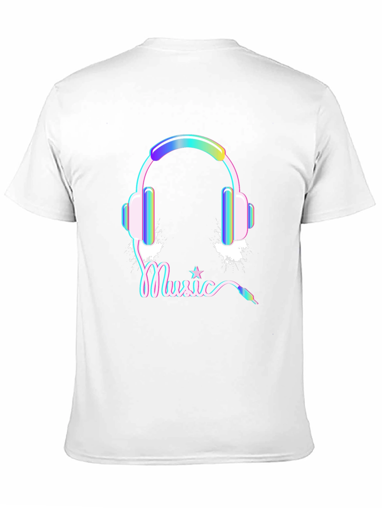 Black Music Headphones Graphic Print Black Tee Shirt view 11