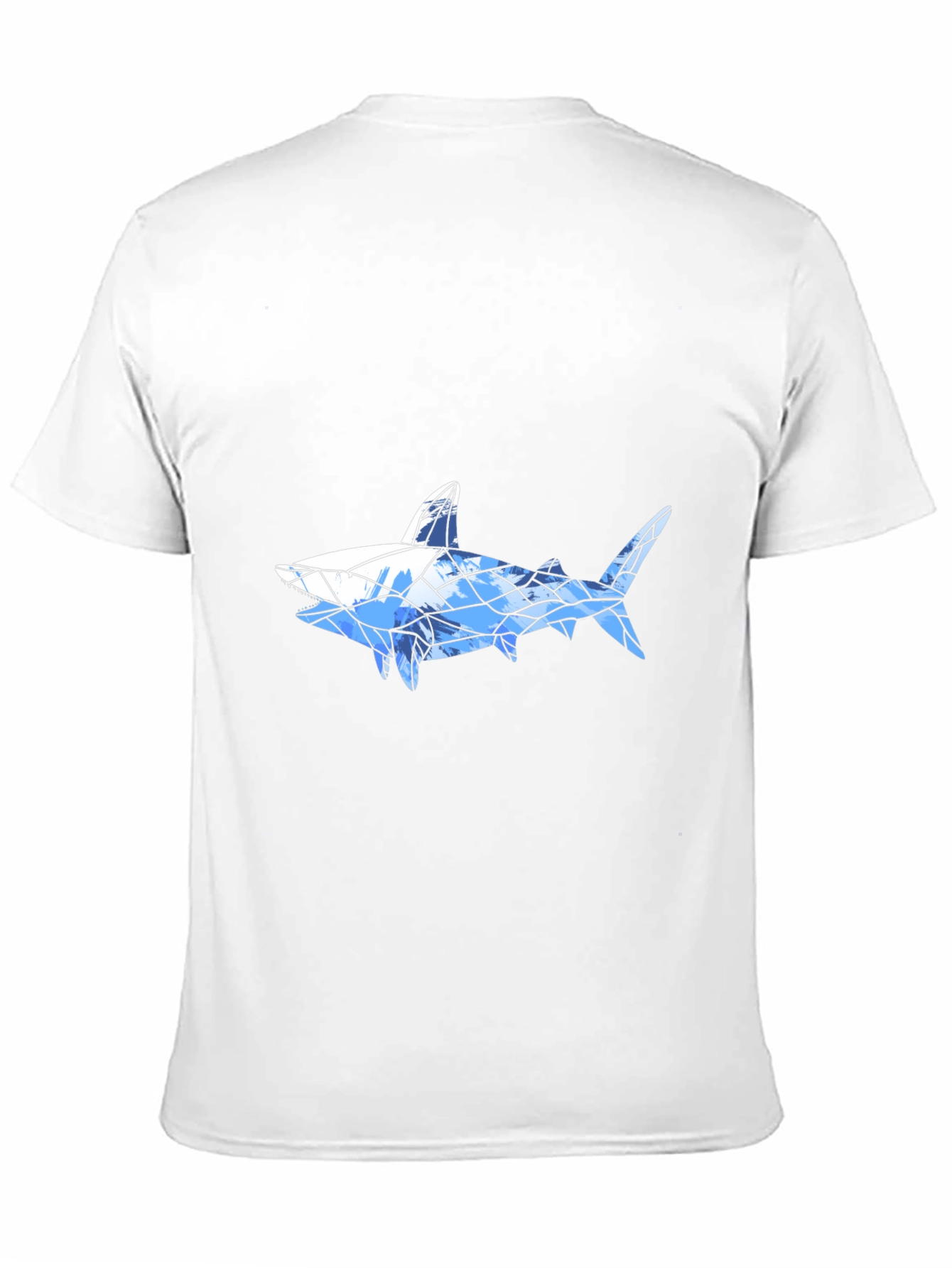 Black Geometric Shark Graphic Tee - Black Cotton Blend view 11