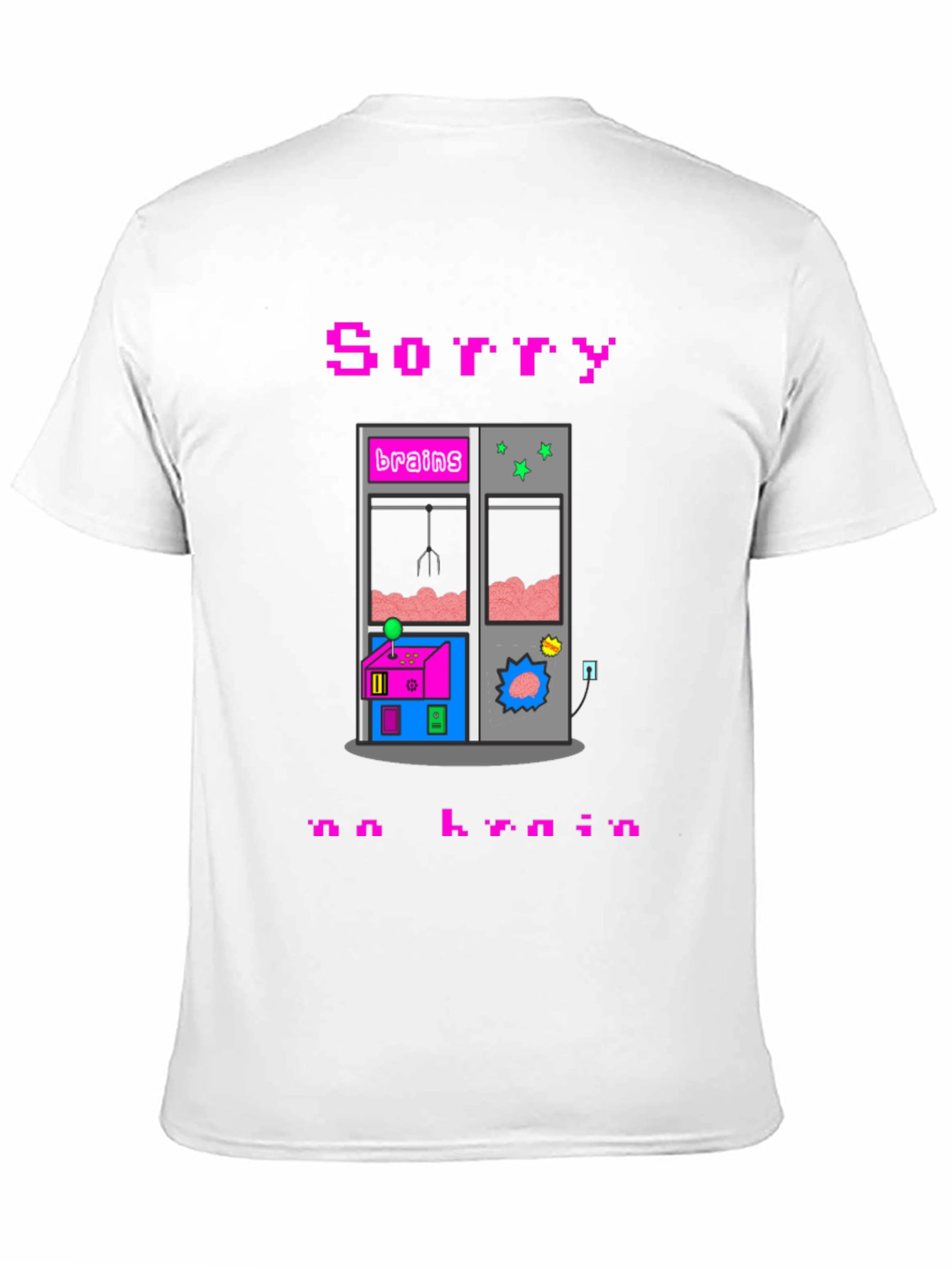 Black Sorry No Brain Pixel Art Graphic Tee view 11