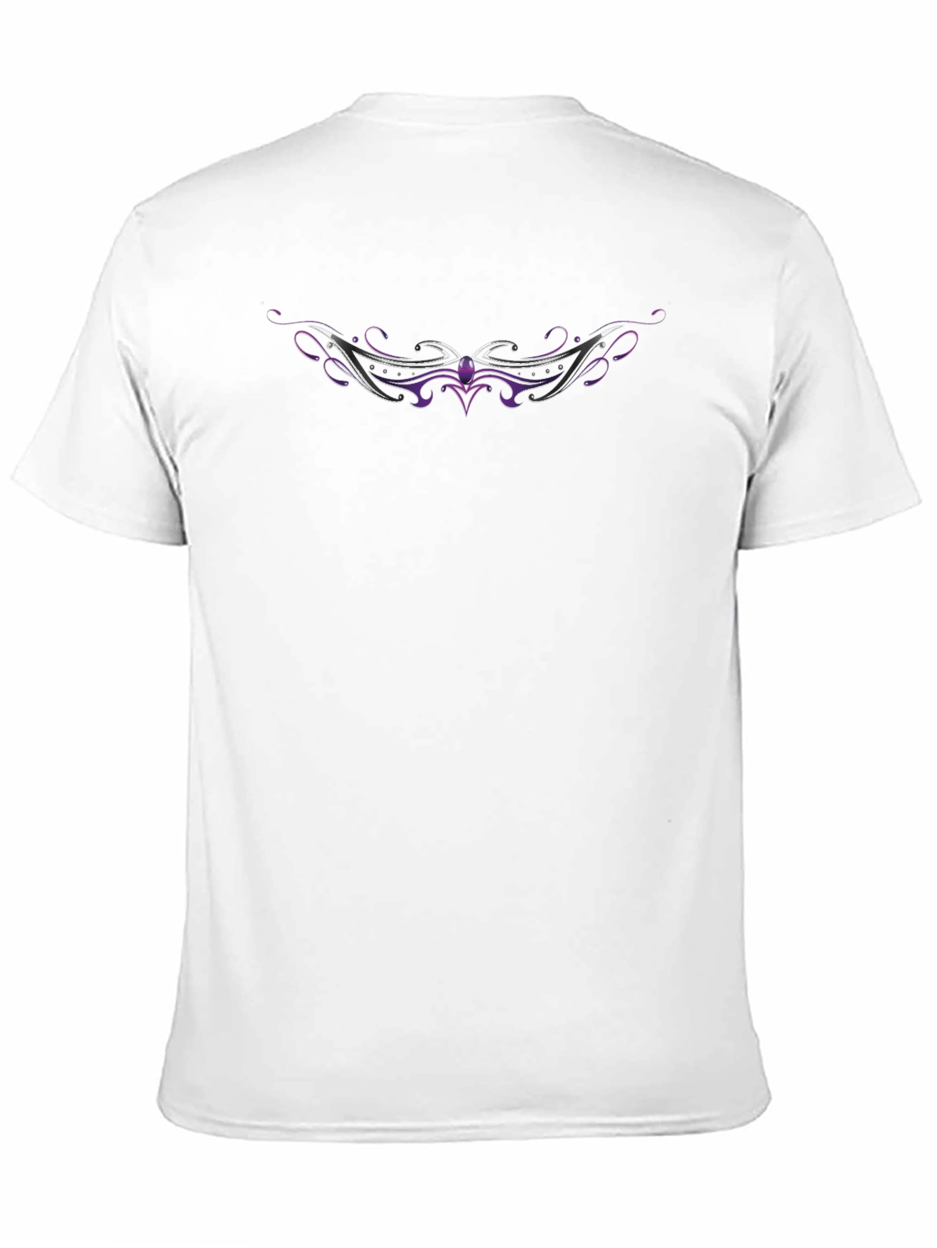 Black Men's Black T-Shirt with Purple & Silver Graphic Design view 11