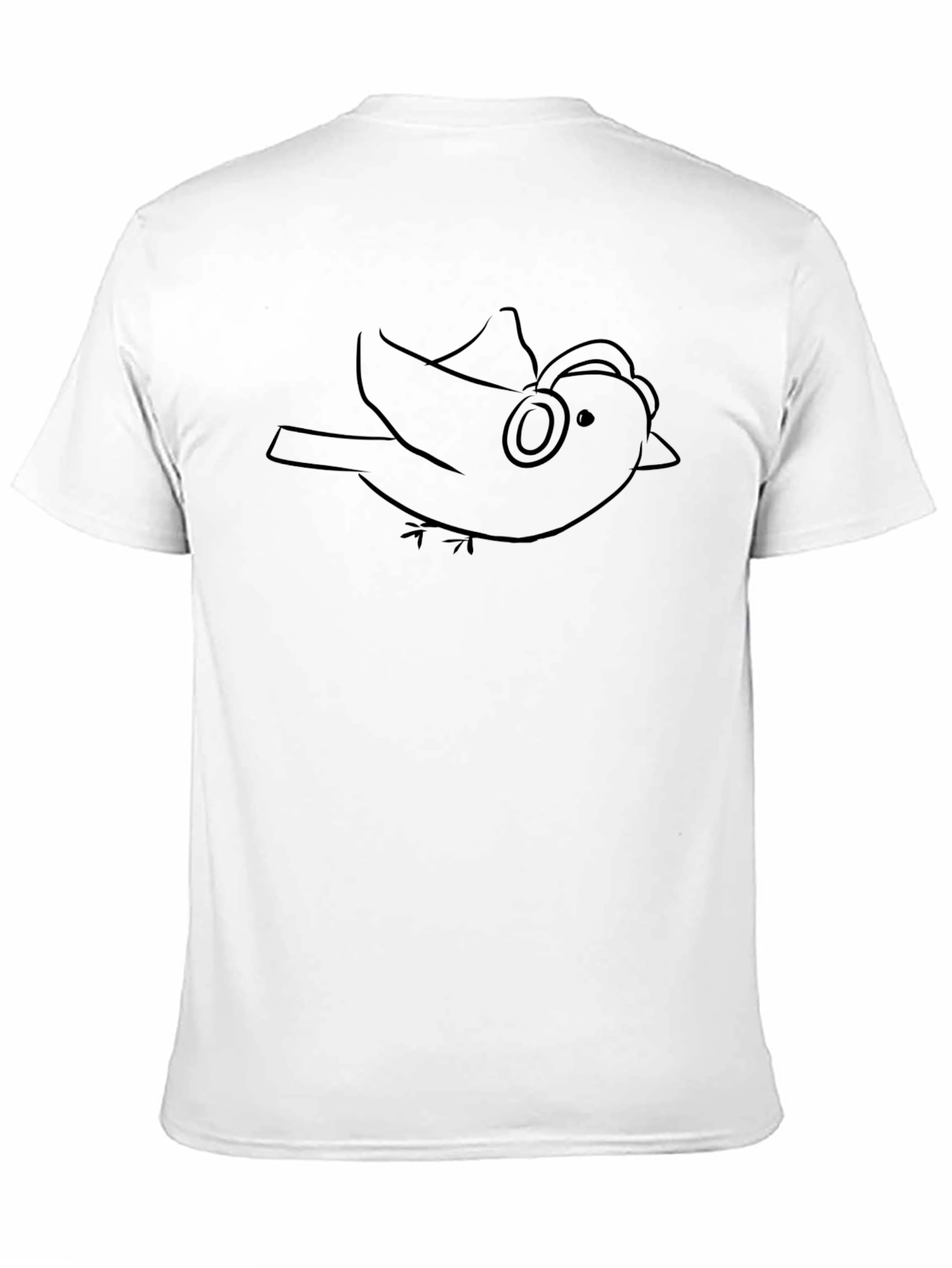 Black Bird with Headphones Graphic Tee - Black view 11