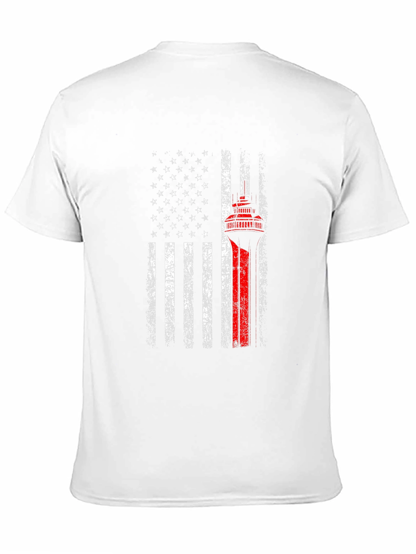 Black American Flag Space Needle Patriotic T-Shirt view 11