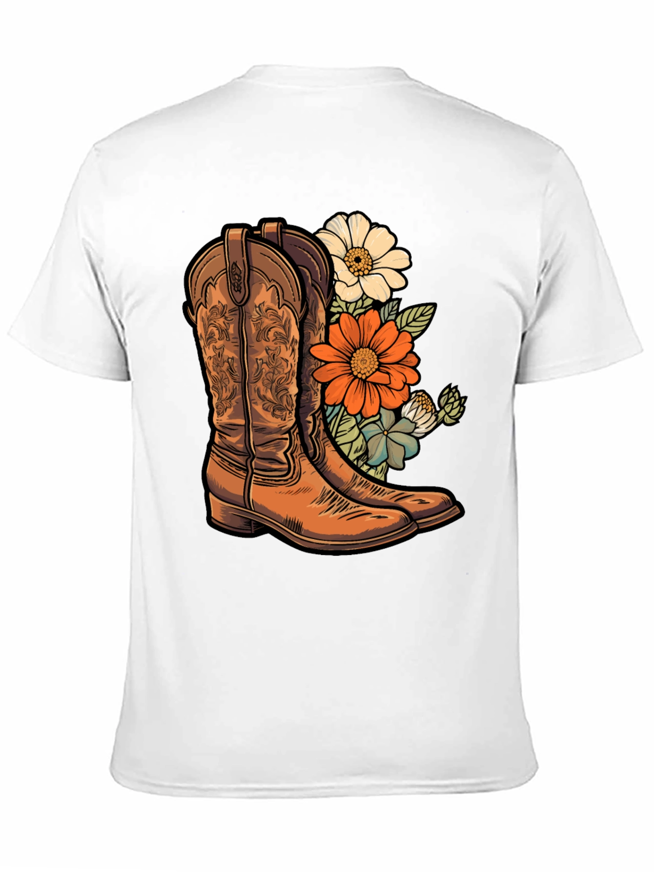 Black Cowboy Boots & Floral T-Shirt - Western Style Tee view 11