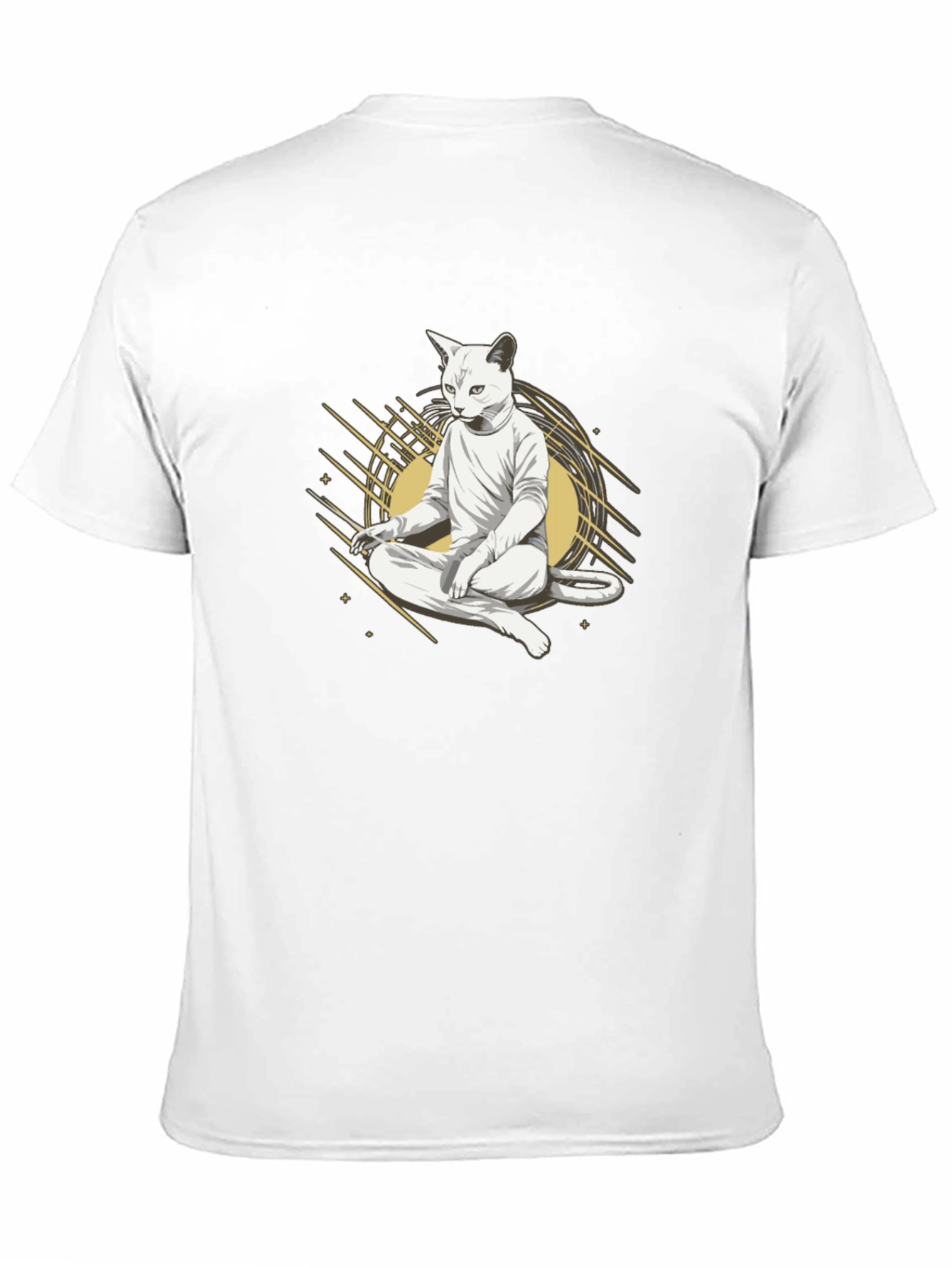 Black Zen Cat Meditation T-Shirt - Black Cotton Tee view 11