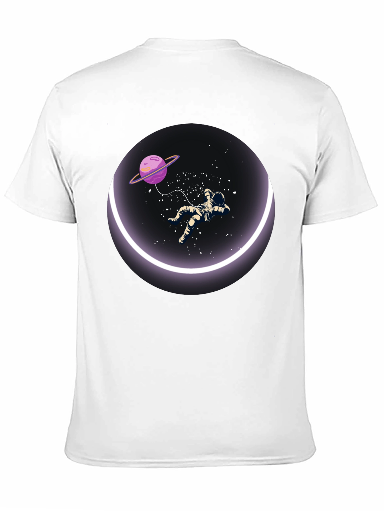 Black Astronaut in Space T-Shirt - Round Design view 11