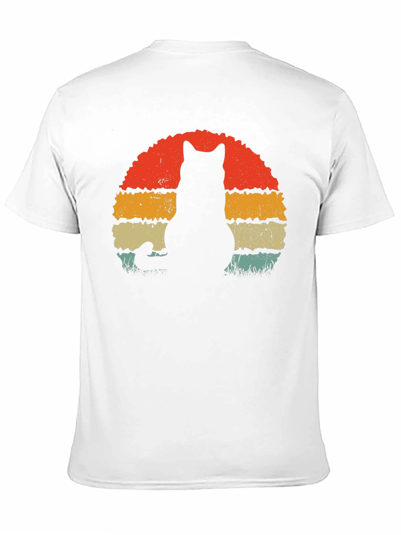 Black Retro Cat Silhouette T-Shirt view 11