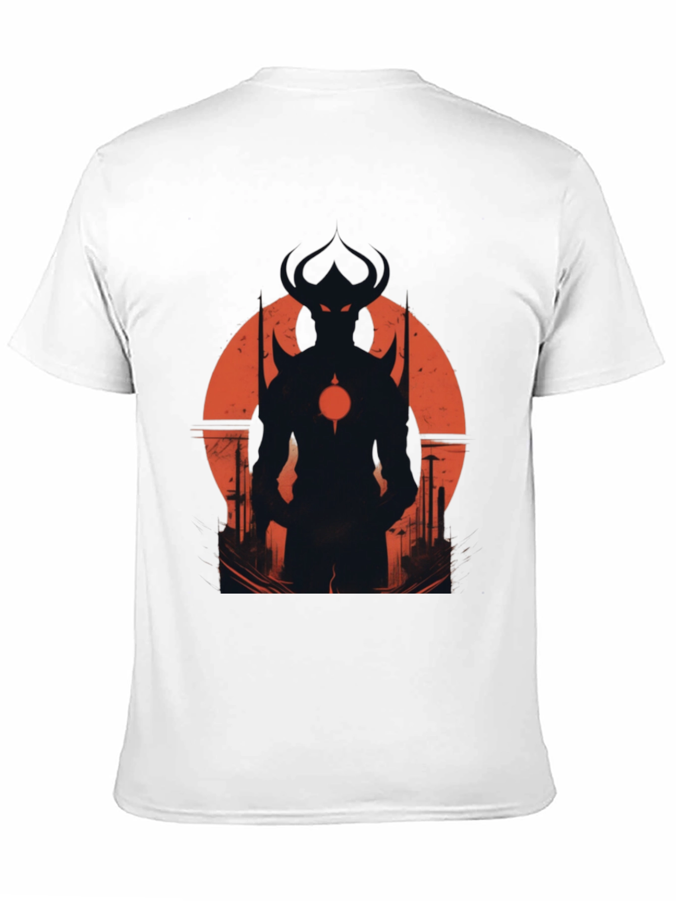 Black Men's Black T-Shirt with Demon Silhouette Graphic view 11