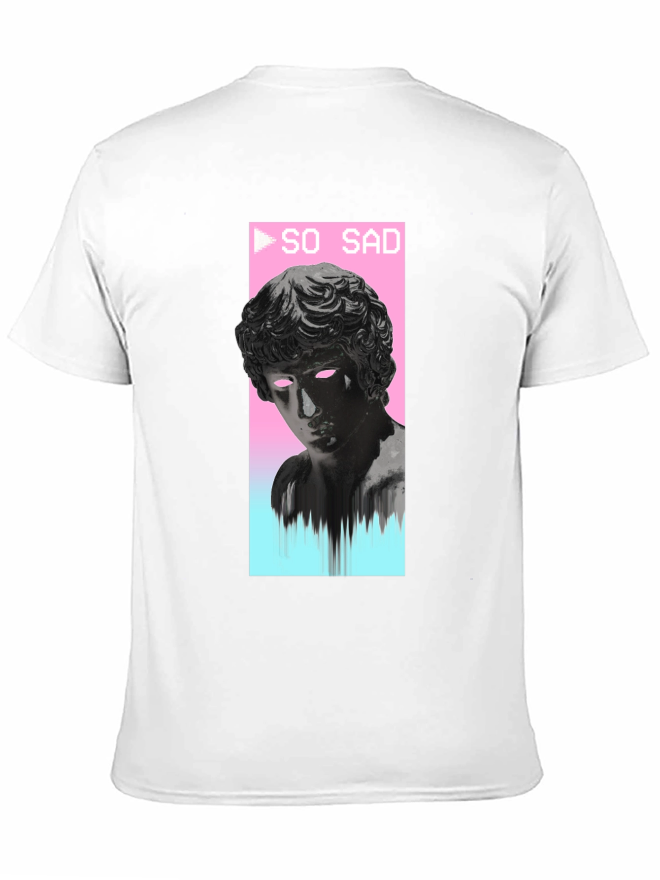 Black So Sad Vaporwave Aesthetic Black T-Shirt view 11
