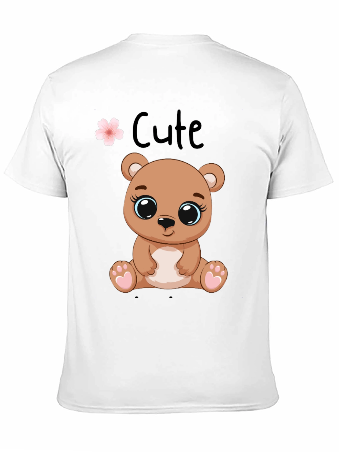 Black Cute Bear Graphic Tee - Black Cotton T-Shirt view 11