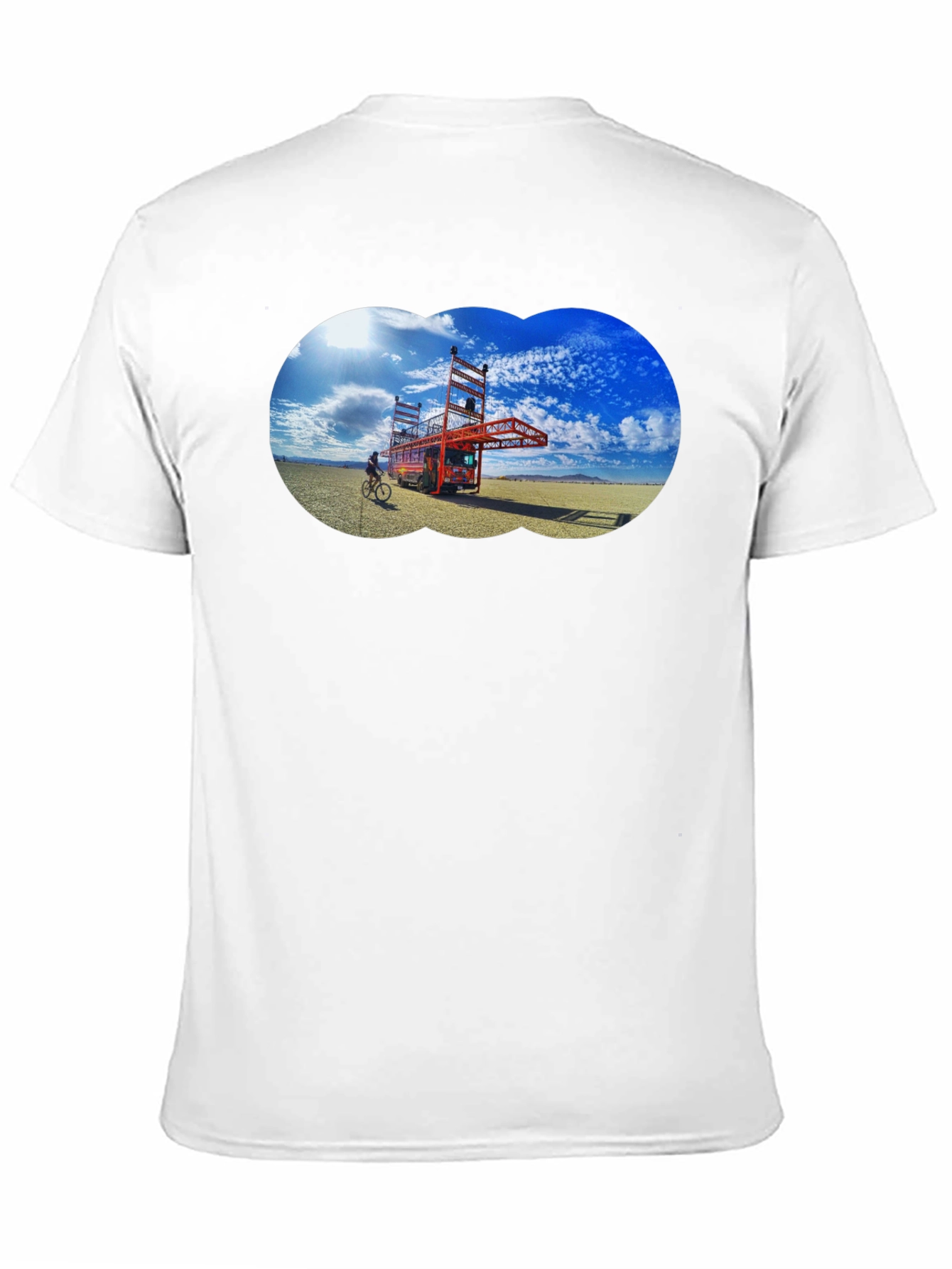 Black Novelty Black T-Shirt with Artistic Desert Scene view 11