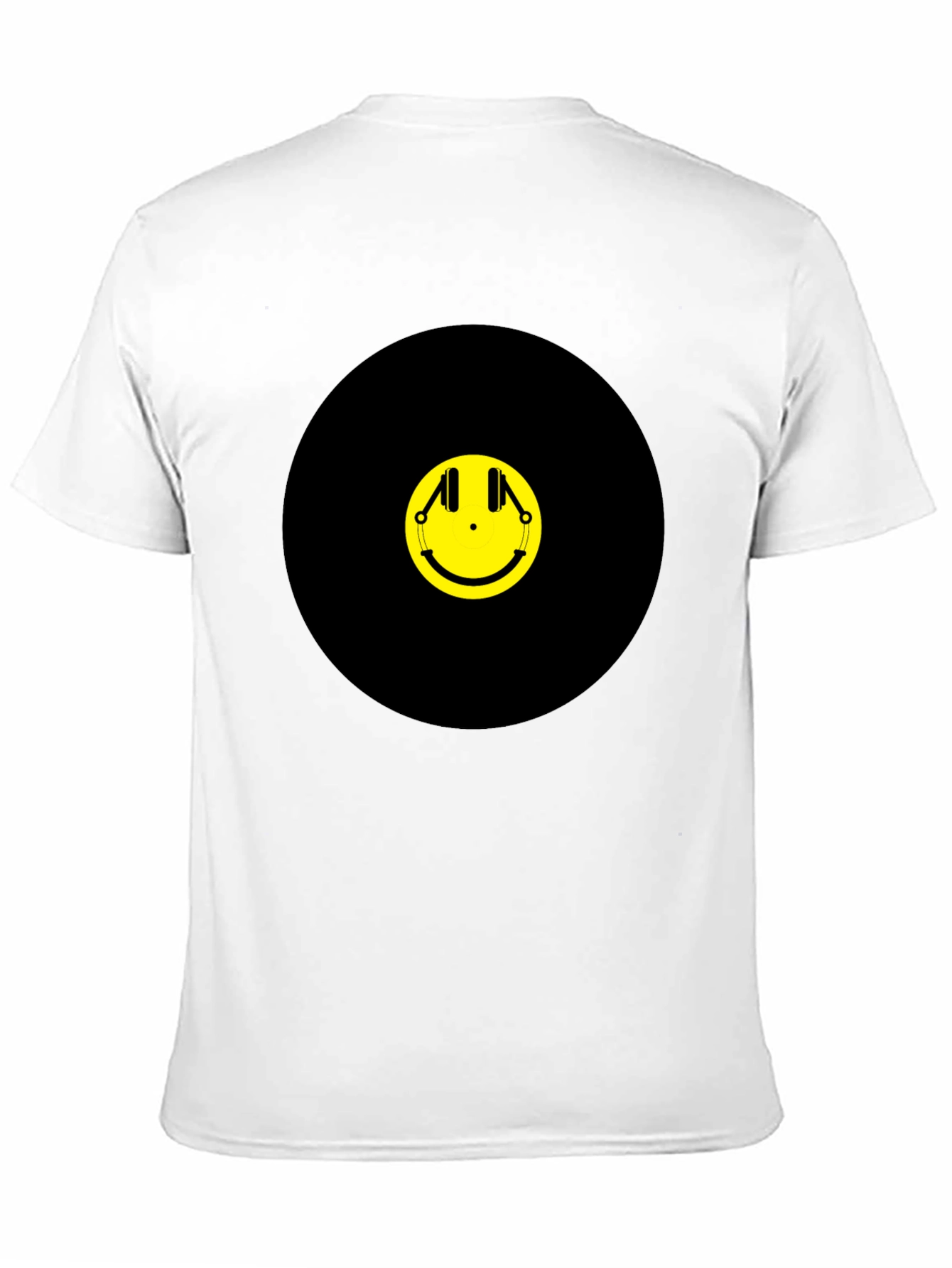Black Smiley Face Headphones Graphic Tee - Black Cotton T-Shirt view 11