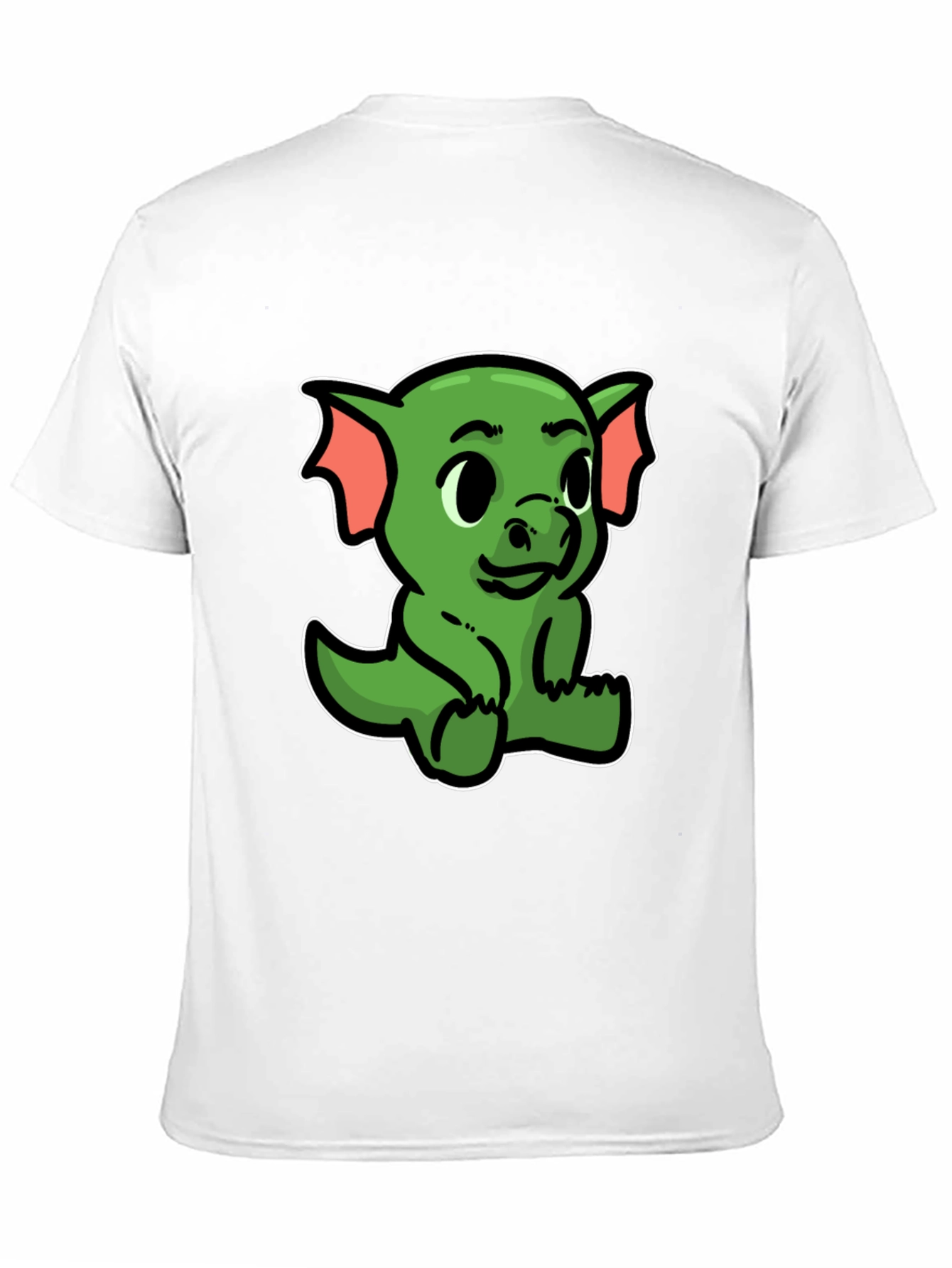 Black Cute Green Dragon Cartoon Black T-Shirt view 11