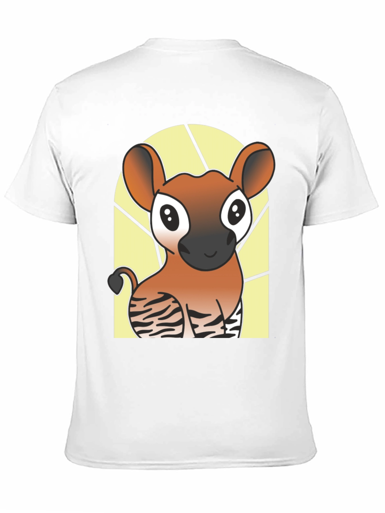 Black Cute Okapi Cartoon Black T-Shirt view 11