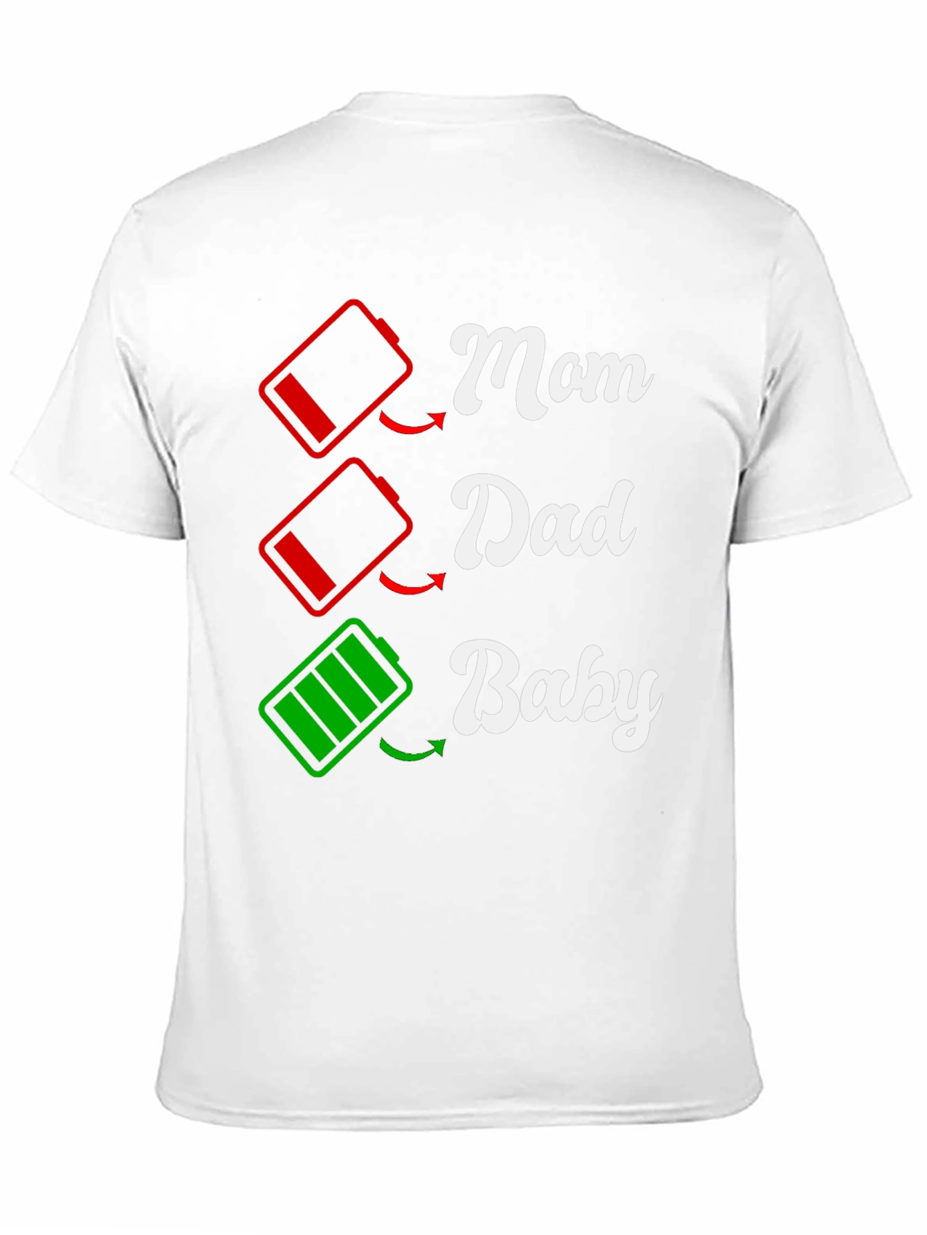 Black Funny Family Matching T-Shirt: Low Battery Mom Dad Baby  view 11
