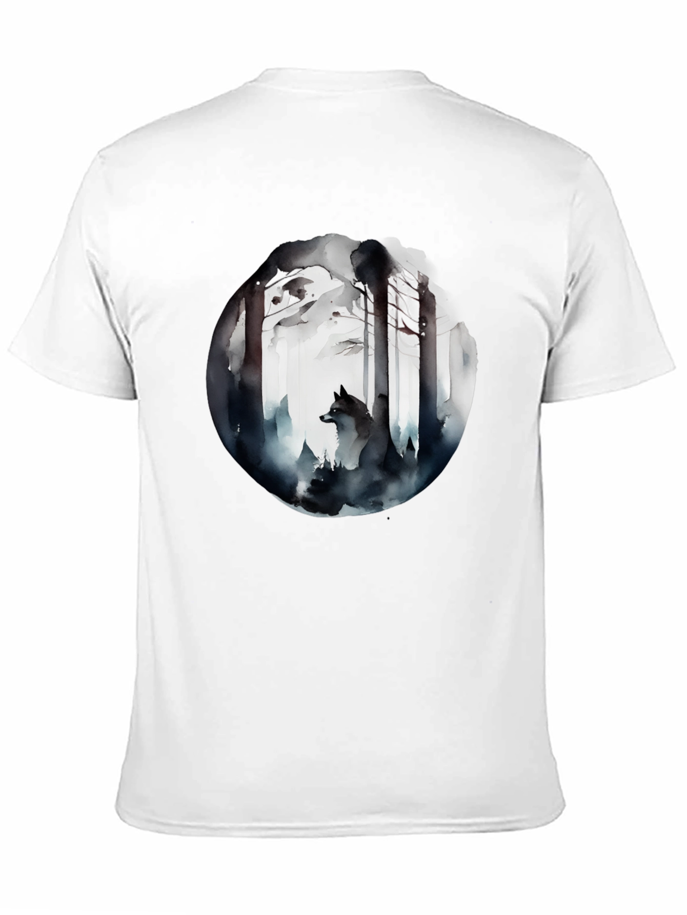 Black Mystic Forest Wolf Graphic Tee - Black Cotton Blend view 11