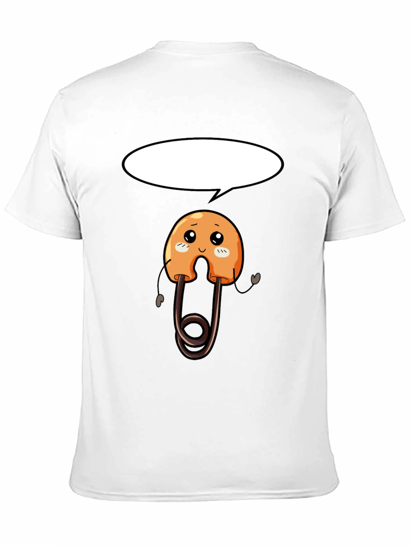 Black Cute Safety Pin Cartoon Black T-Shirt view 11