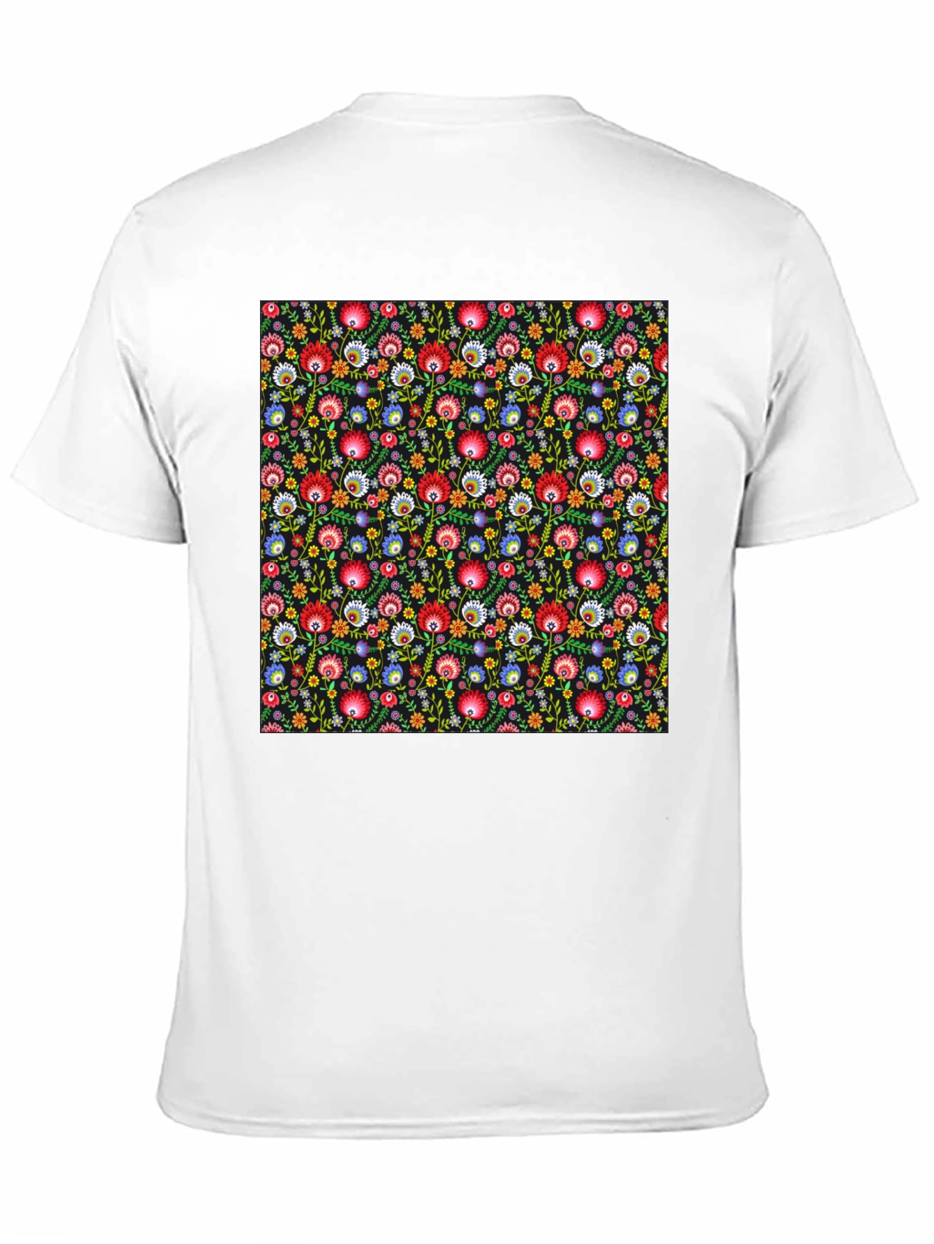 Black Floral Pattern T-Shirt - Vibrant Design view 11