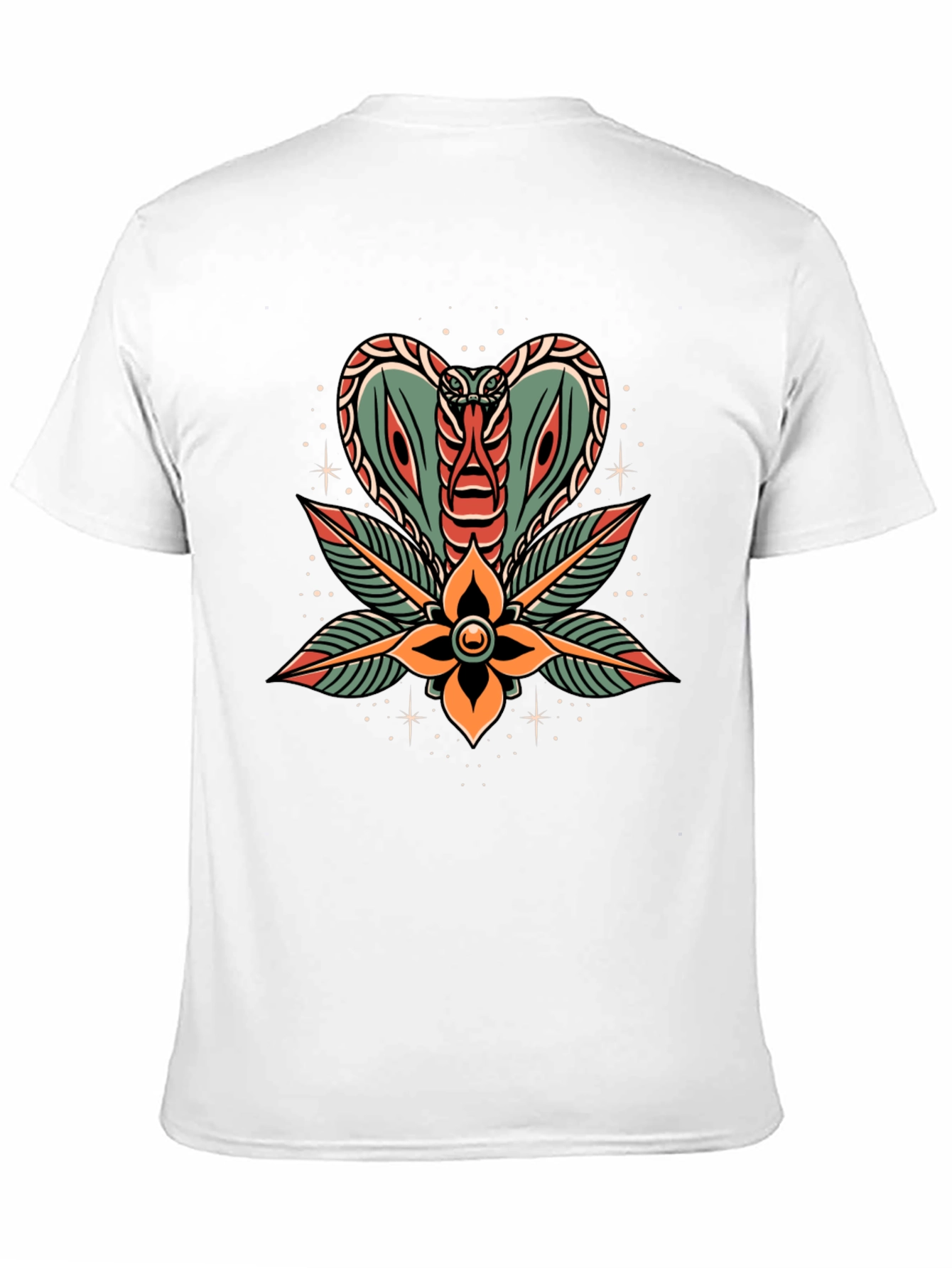 Black Cobra Flower Tattoo Graphic T-Shirt view 11