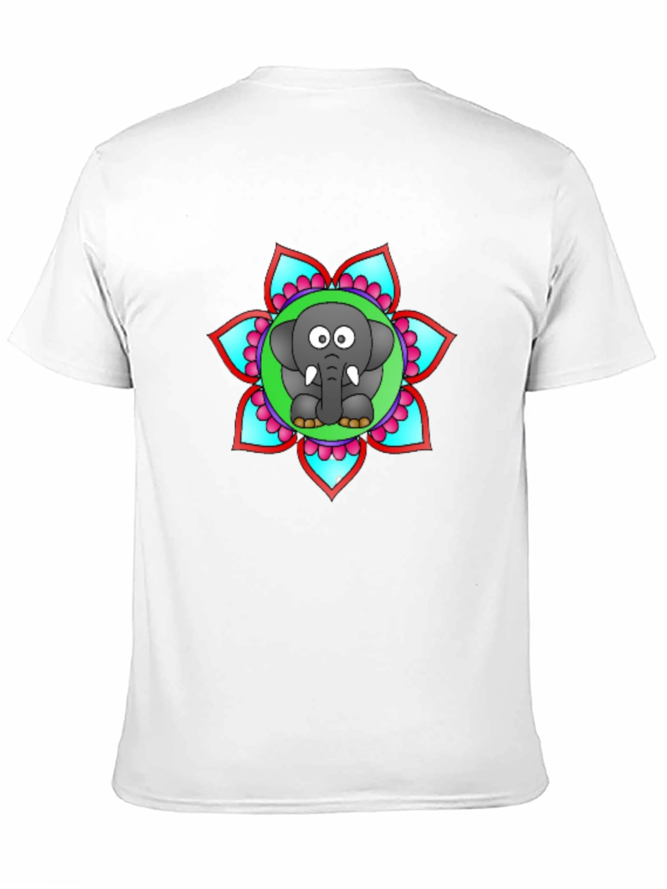 Black Cartoon Elephant Mandala Graphic Black T-Shirt view 11
