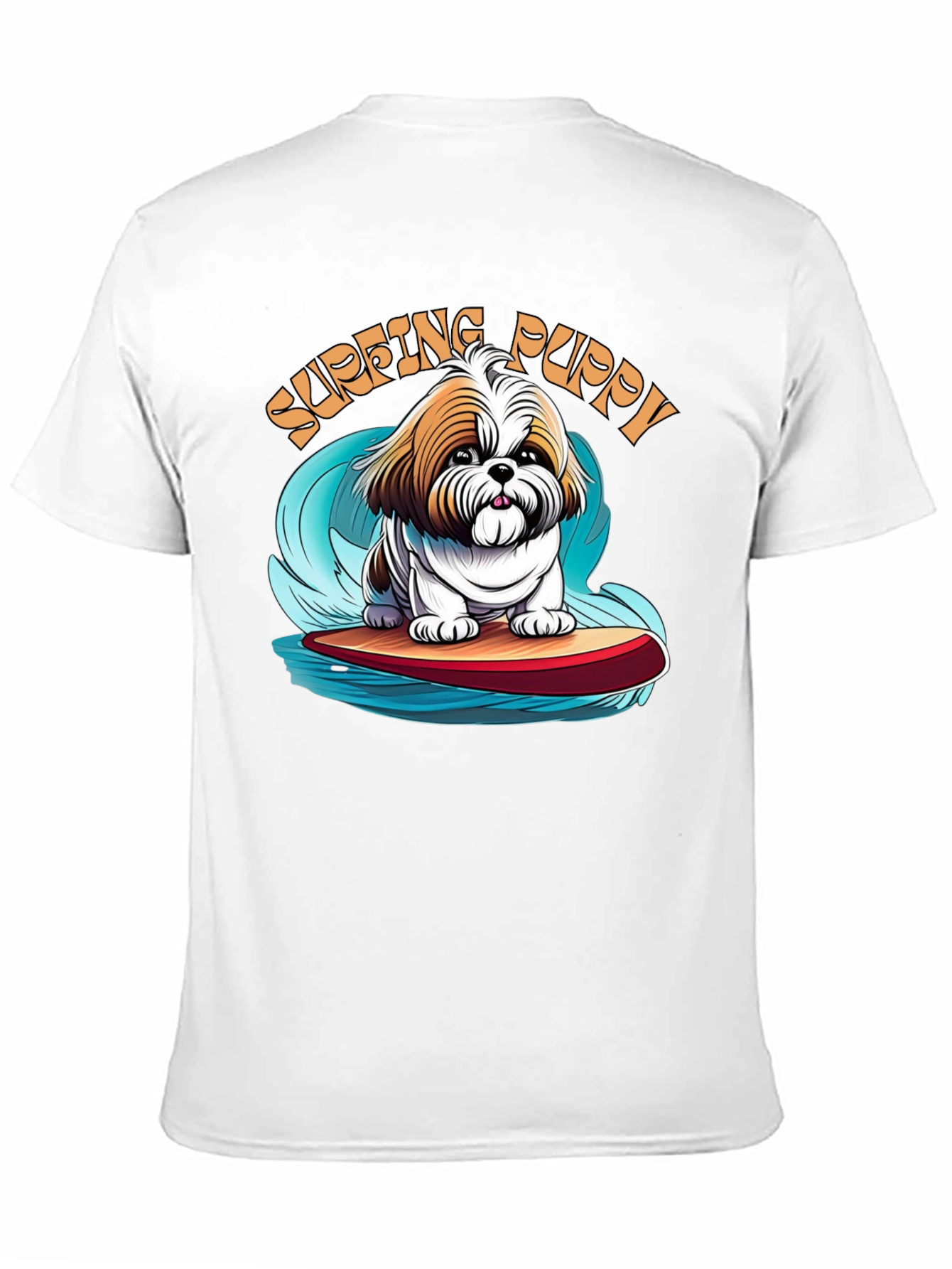 Black Surfing Puppy T-Shirt - Cute Dog Design view 11
