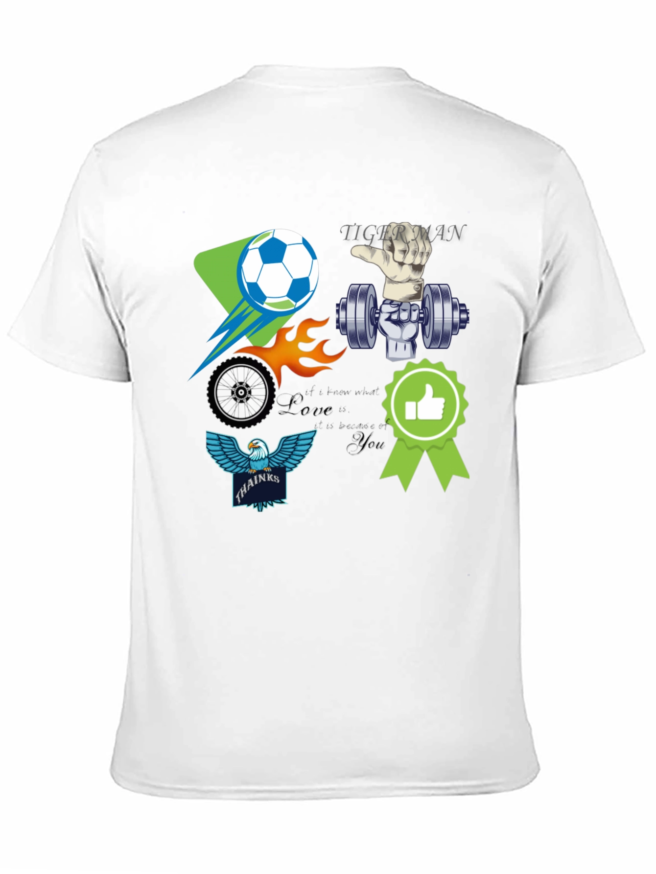 Black Unique Graphic T-Shirt - Soccer, Gym, Eagle Design view 11