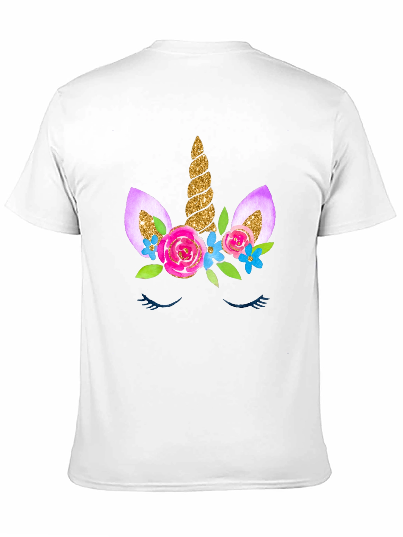 Black Unicorn Floral T-Shirt - Black Cotton Tee view 11