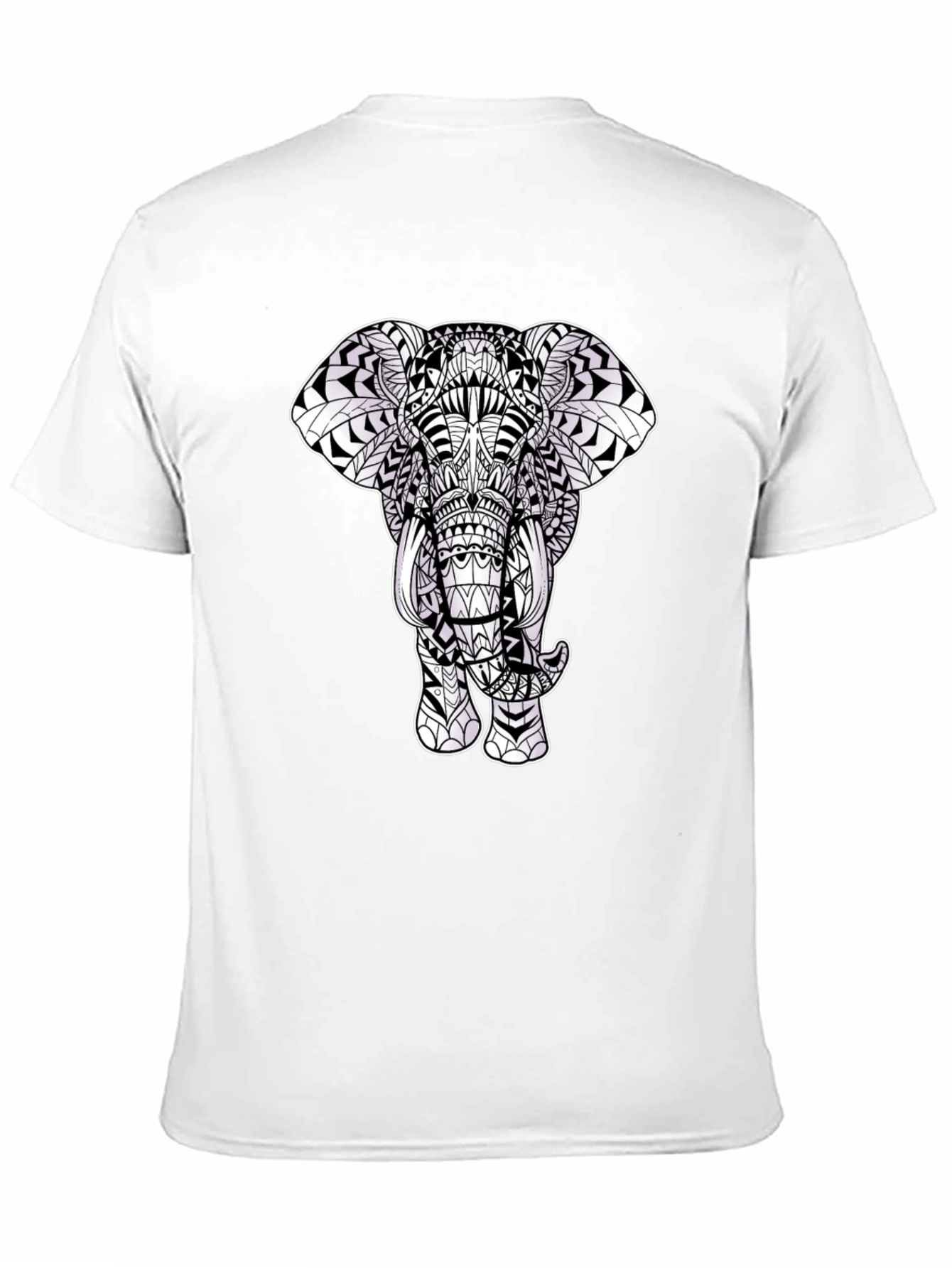Black Elephant Mandala Print Black T-Shirt view 11