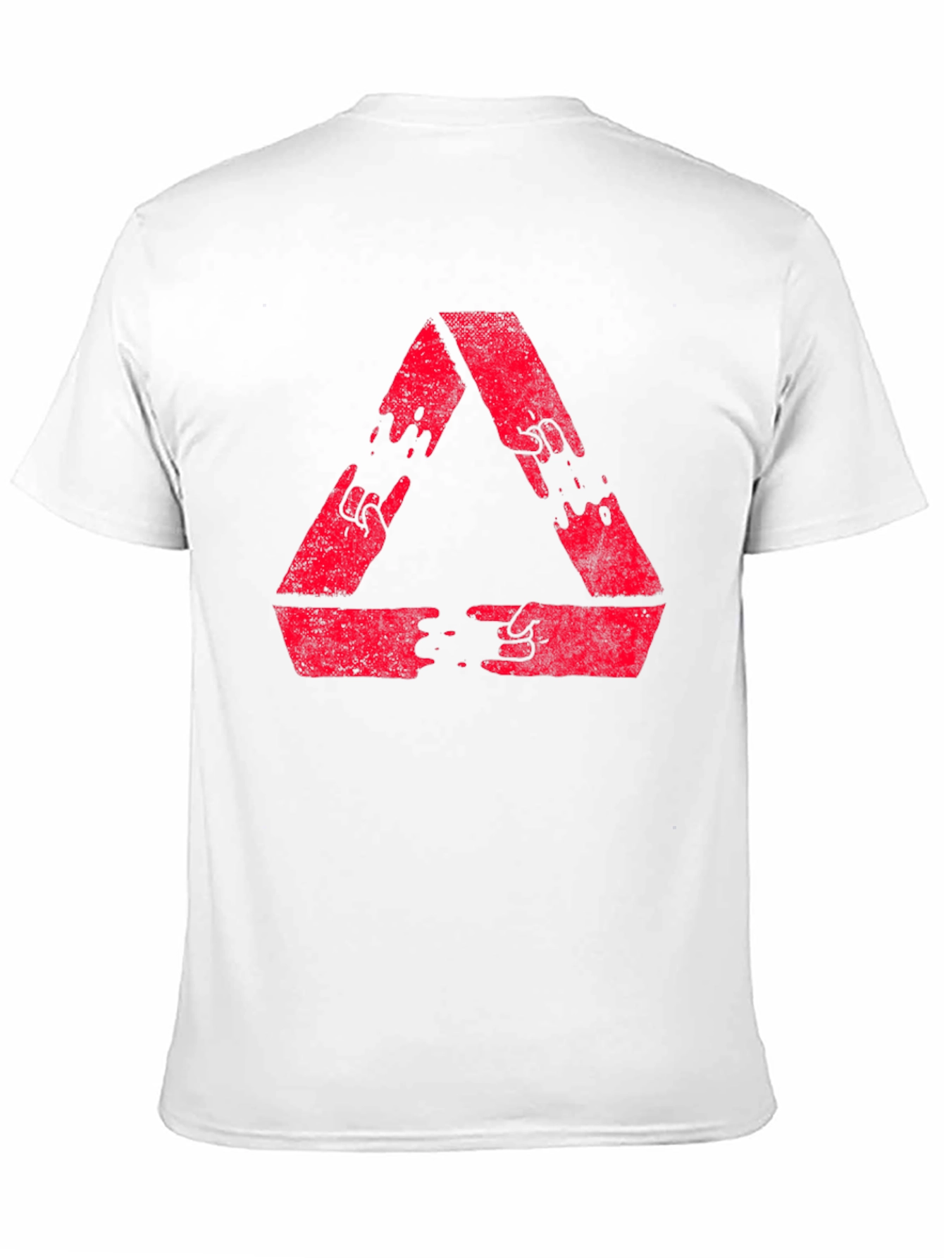 Black Red Triangle Hand Gesture Graphic Black T-Shirt view 11